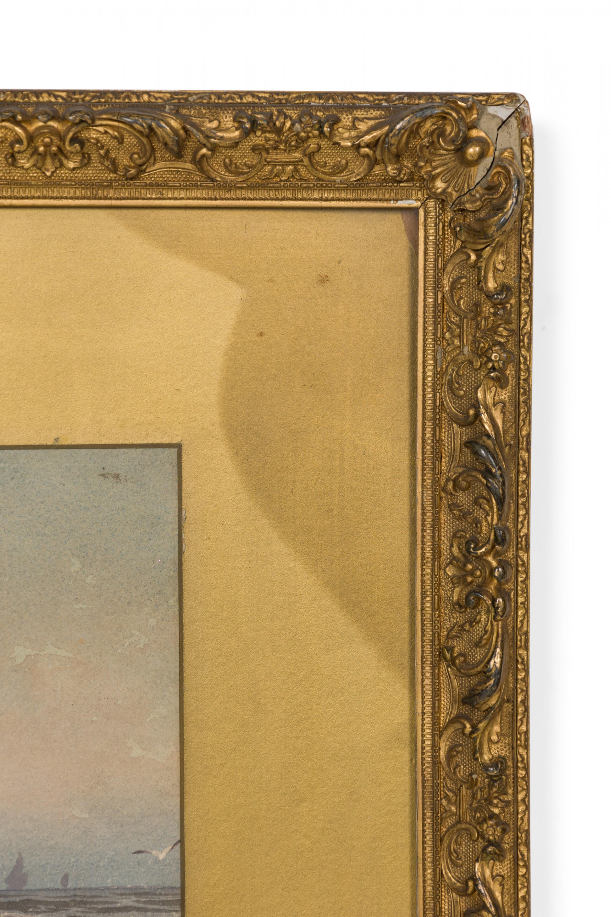 American Victorian Watercolor of Girl in Red Dress In Good Condition For Sale In Queens, NY