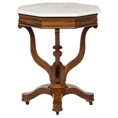 American Victorian White Marble Topped Octagonal Rosewood End / Side Table American Victorian White Marble Topped Octagonal Rosewood End / Side Table