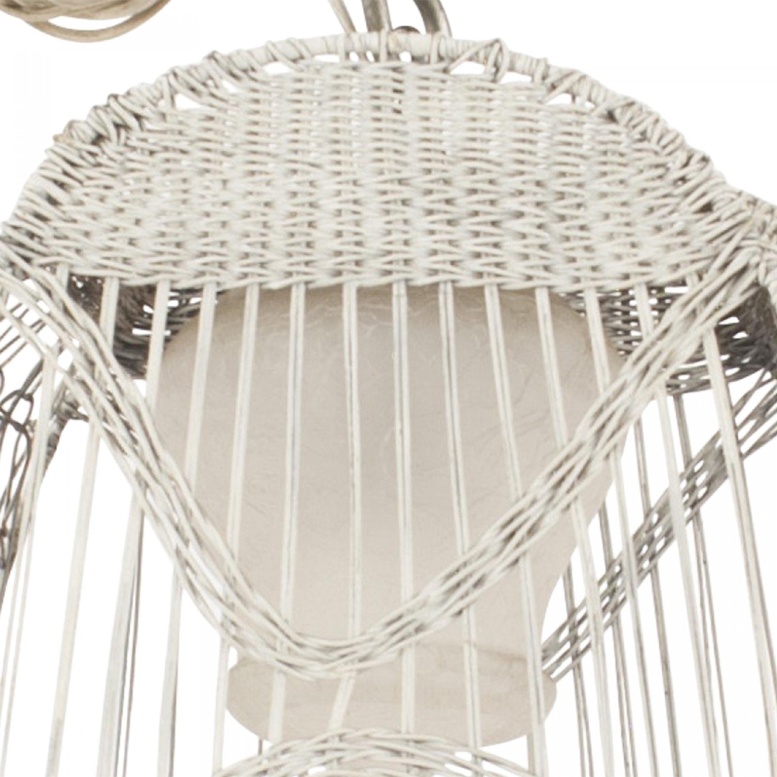 Dipinto a mano Lampadario americano vittoriano in vimini bianco in vendita