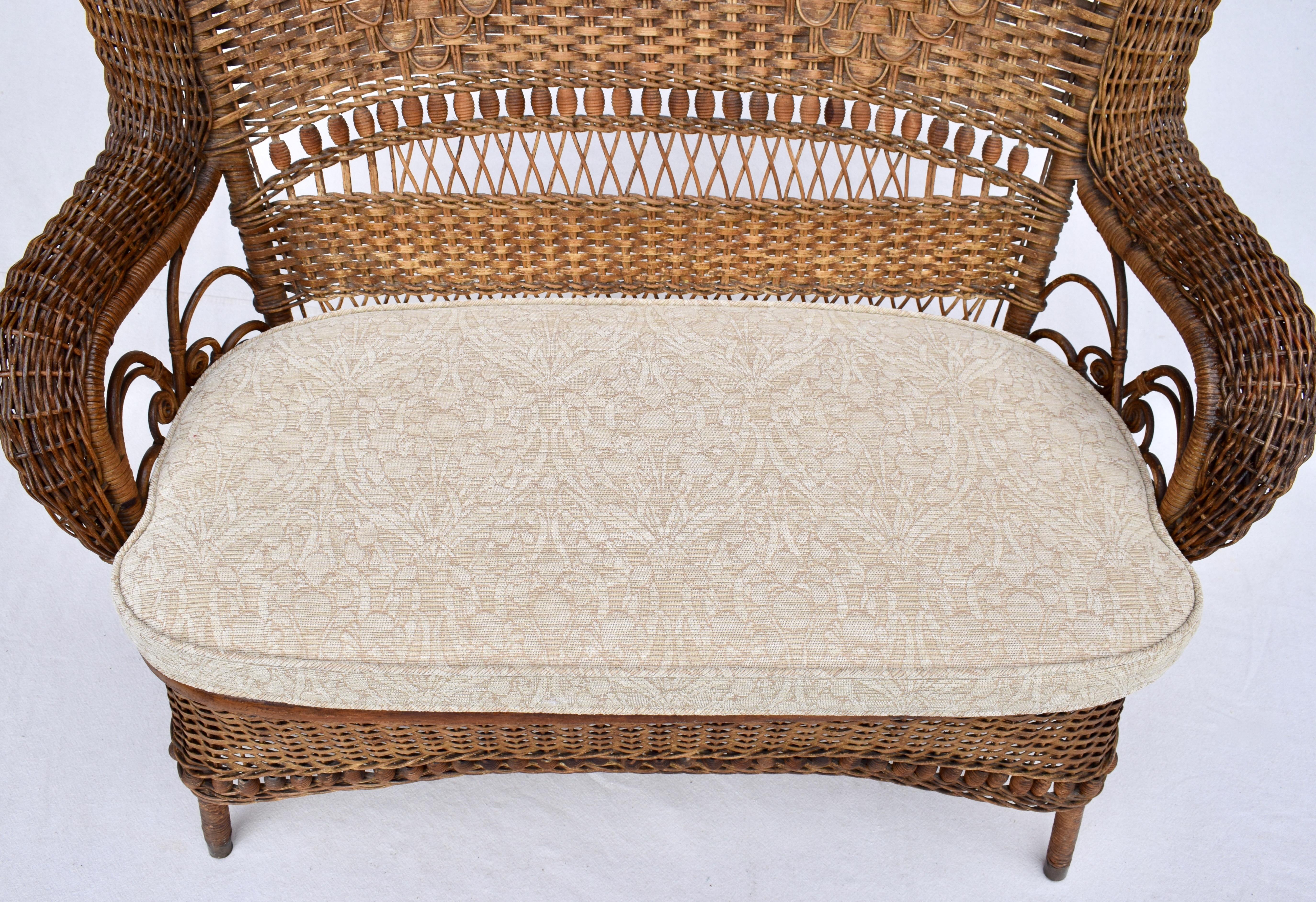 American Victorian Wicker Loveseat For Sale 3