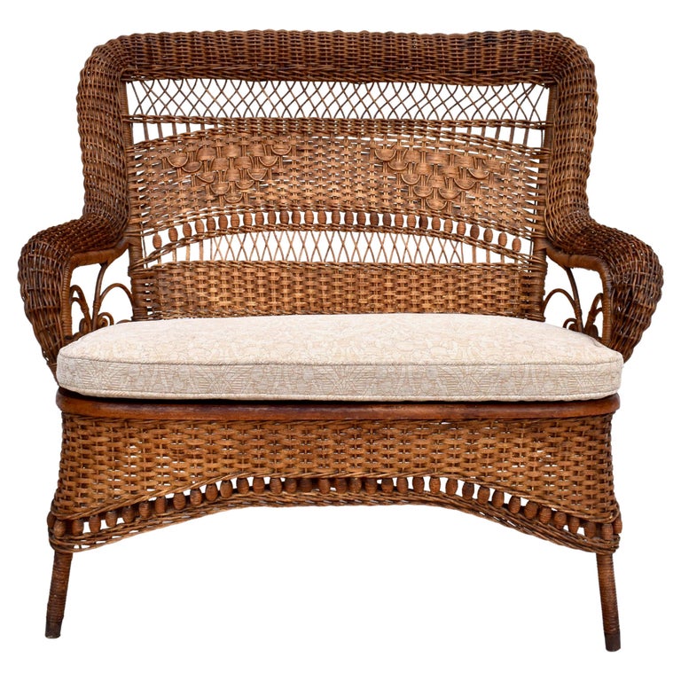 American Victorian Wicker Loveseat For Sale at 1stDibs