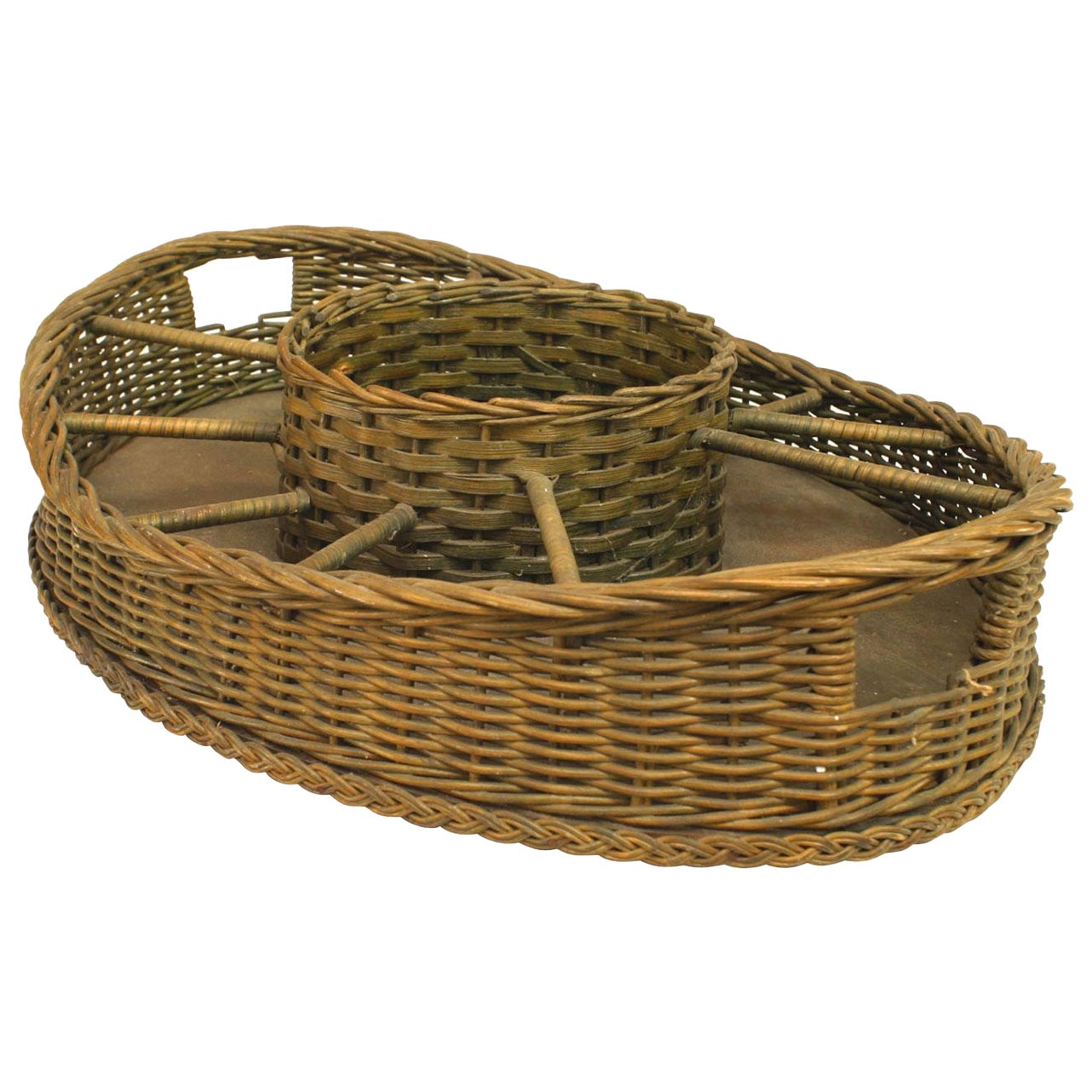 American Victorian Wicker Sectional Tray For Sale