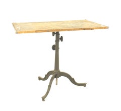 American Victorian Wooden Drafting Table with Iron Base