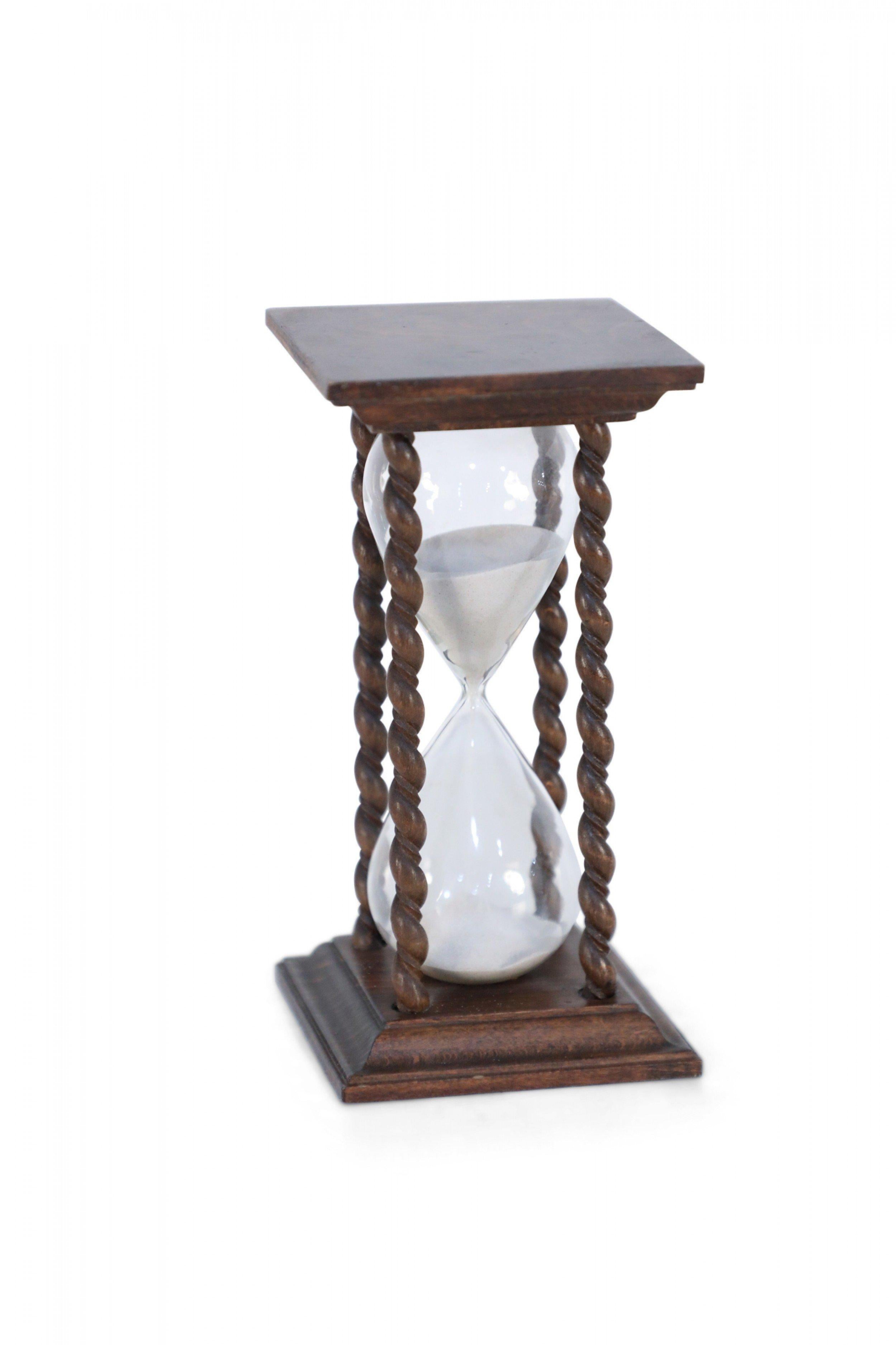 19th Century American Victorian Wooden Turned Column Hourglass