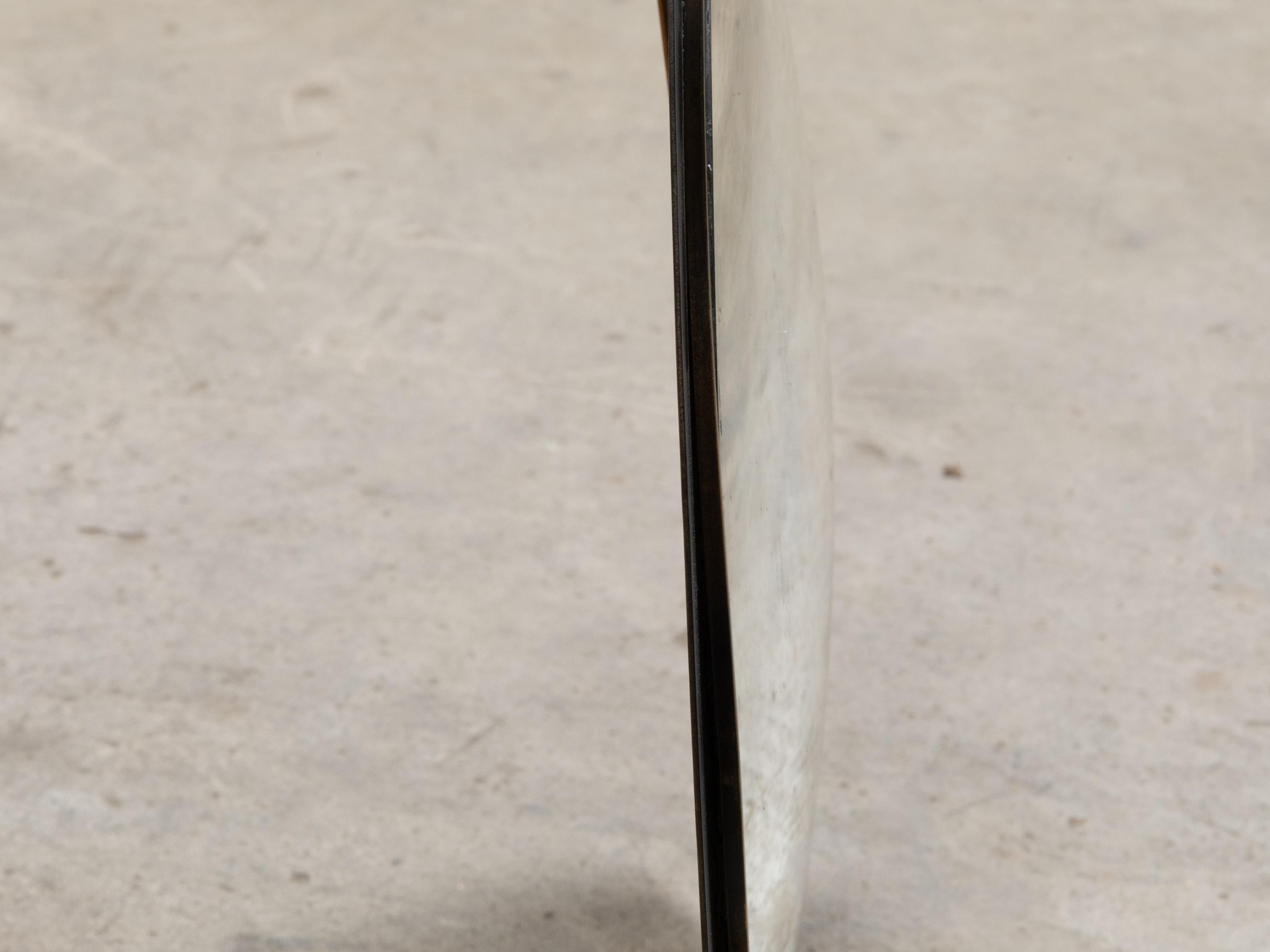 Miroir convexe américain vintage avec cadre circulaire en métal noir en vente 1
