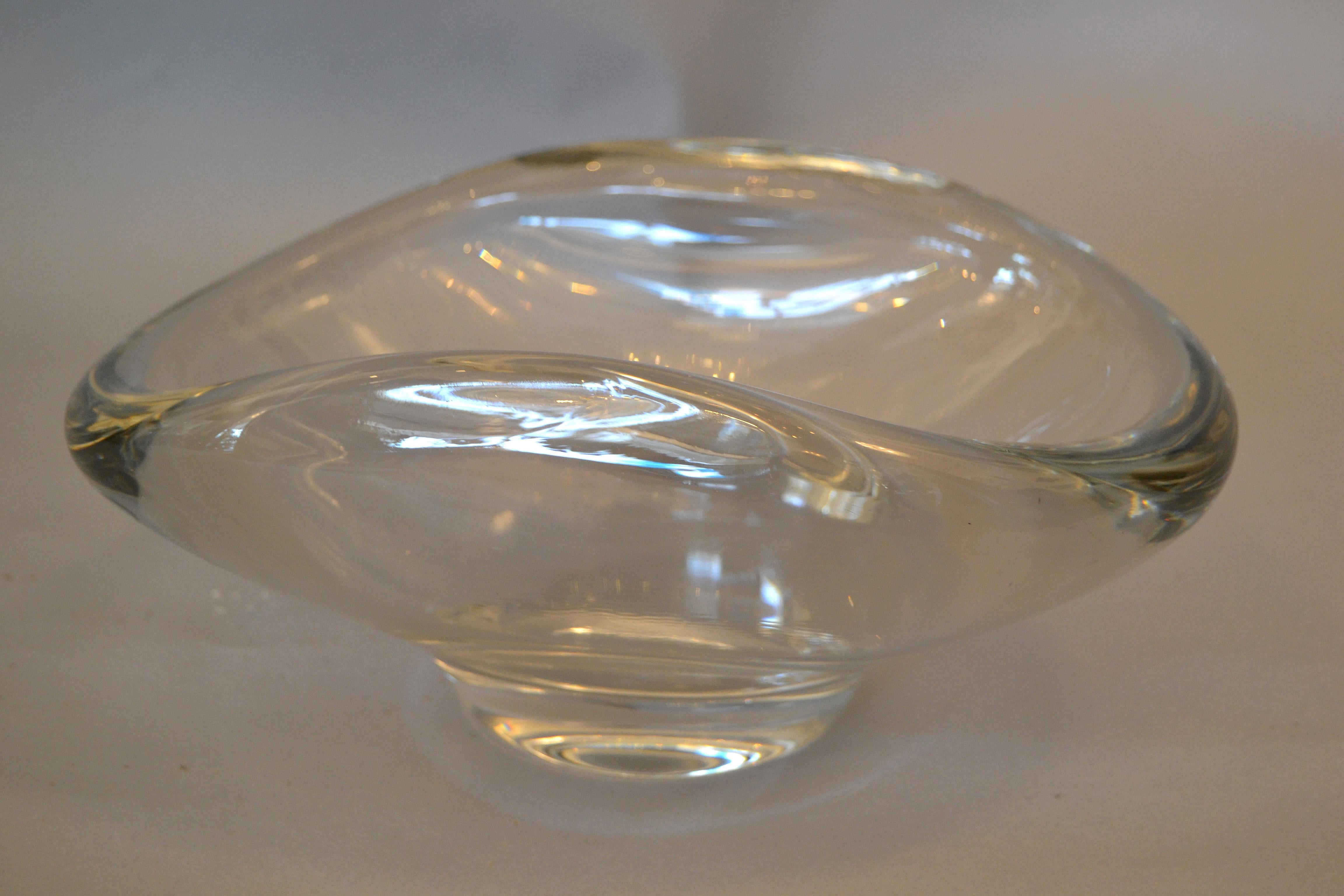Amerikanische Vintage-Schale aus schwerem, handgeformtem Kristallglas und klarem Kunstglas Fostoria, Fostoria (amerikanisch) im Angebot
