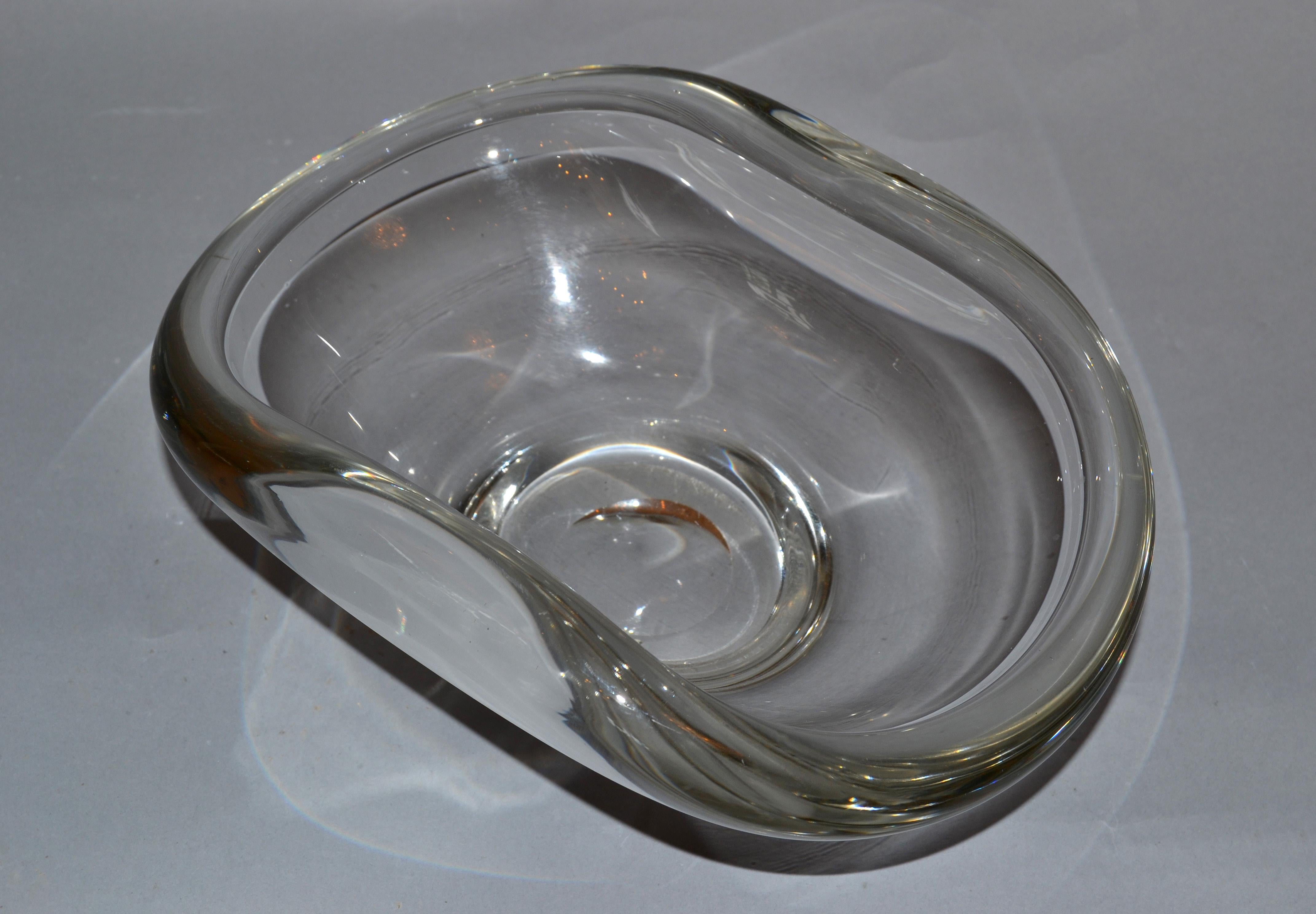 Amerikanische Vintage-Schale aus schwerem, handgeformtem Kristallglas und klarem Kunstglas Fostoria, Fostoria (Handgefertigt) im Angebot