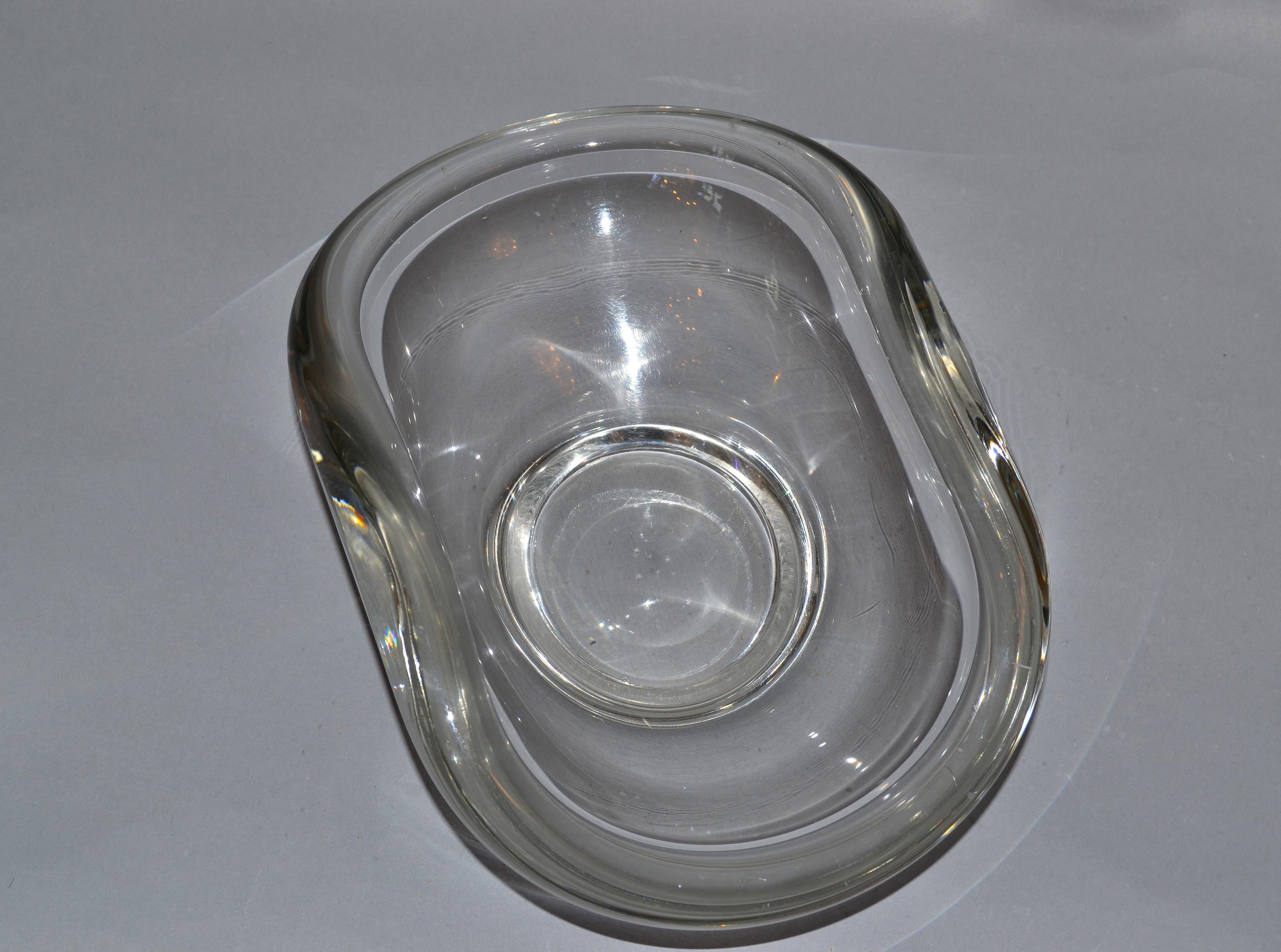 Amerikanische Vintage-Schale aus schwerem, handgeformtem Kristallglas und klarem Kunstglas Fostoria, Fostoria im Zustand „Gut“ im Angebot in Miami, FL