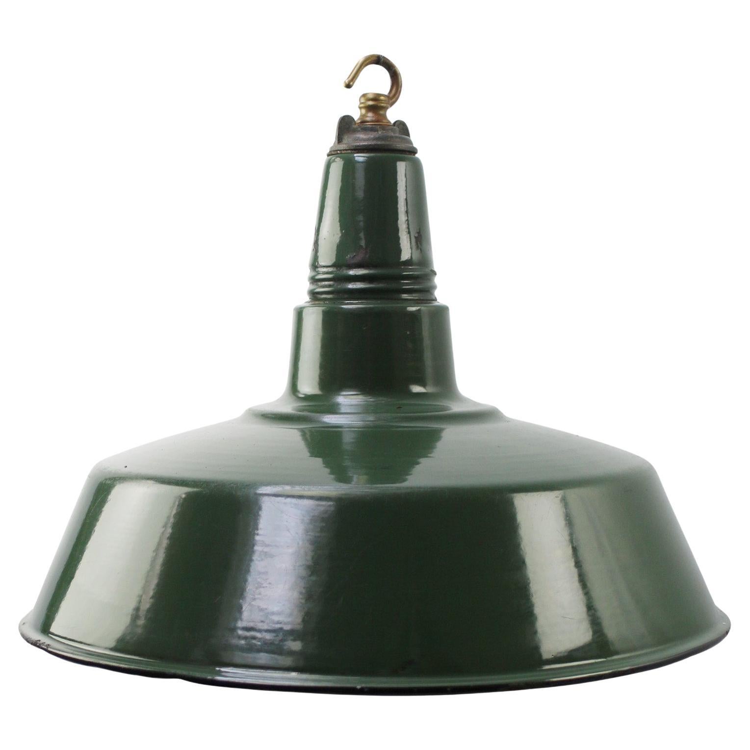 American Vintage Industrial Green Enamel Pendant Lights For Sale