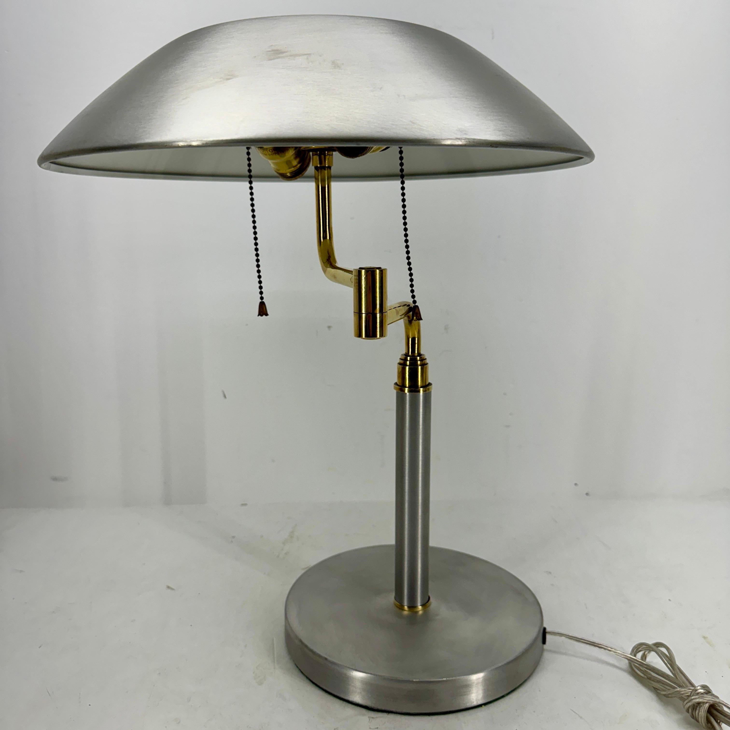 American Vintage Mid-Century Modern Desk Lamp in Aluminum and Brass  For Sale 9