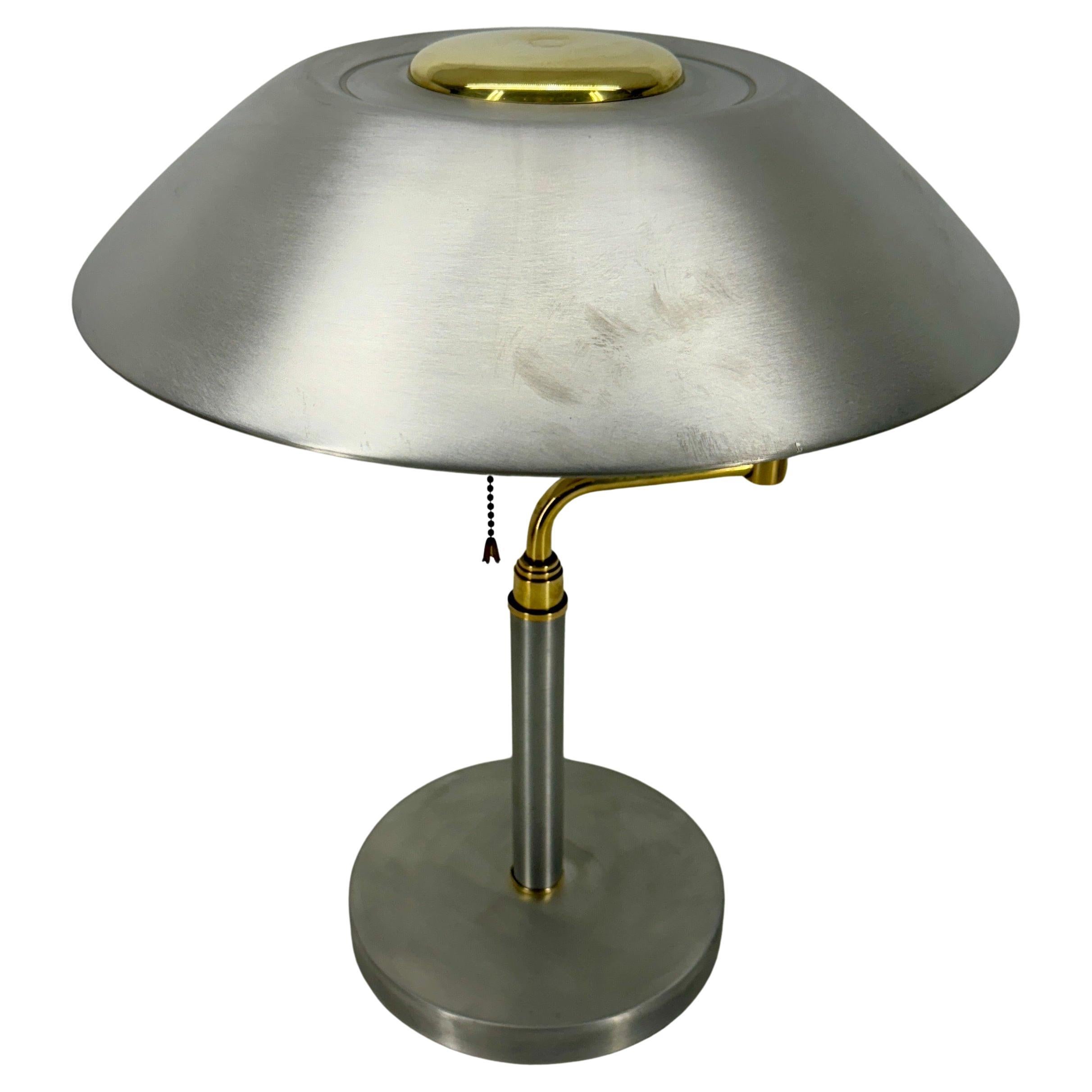 American Vintage Mid-Century Modern Desk Lamp in Aluminum and Brass  For Sale 2