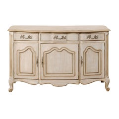 American Vintage Painted Wood Serpentine Buffet Cabinet on Cabriole Feet