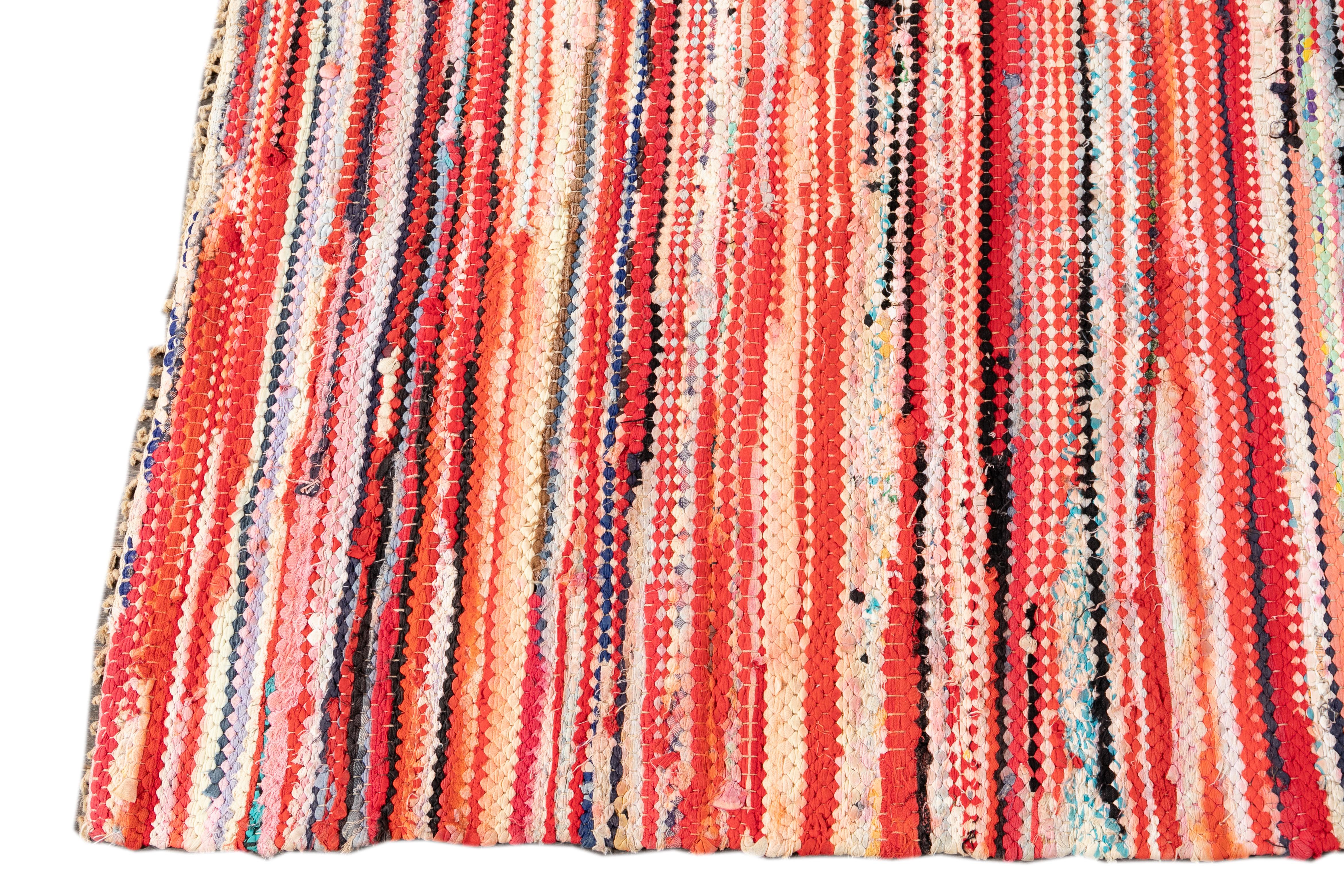 Contemporary American Vintage Striped Rag Rug