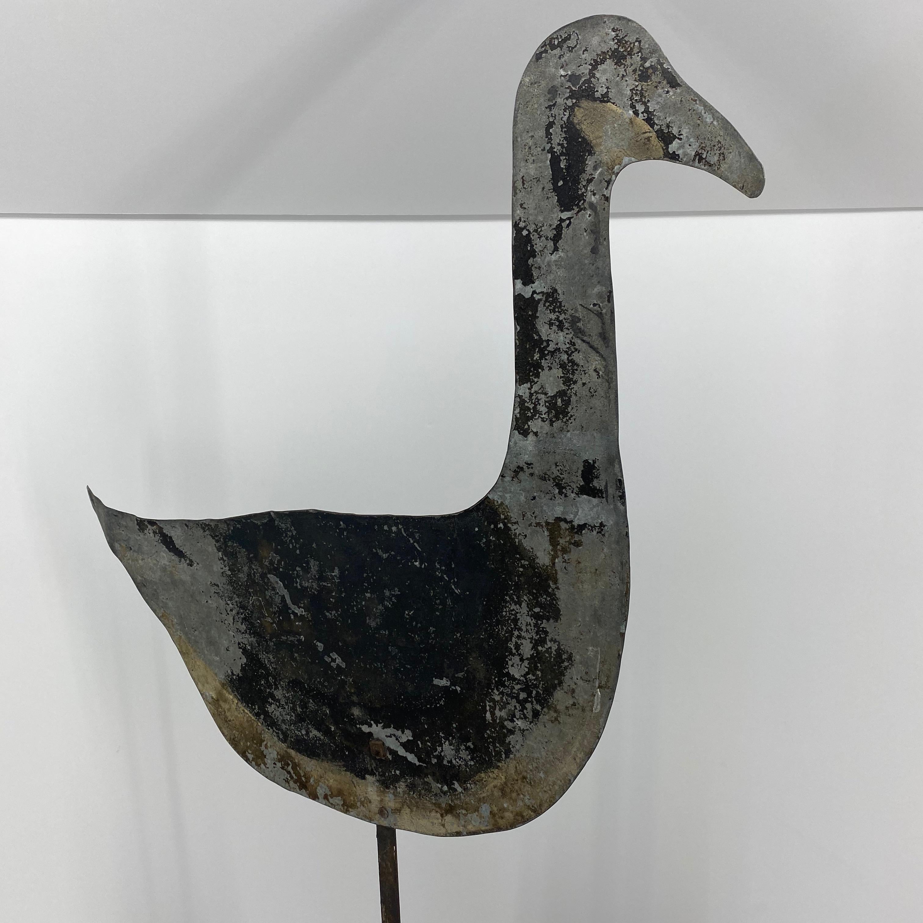 Folk Art American Vintage Toleware Metal Goose Decoy Table Sculpture