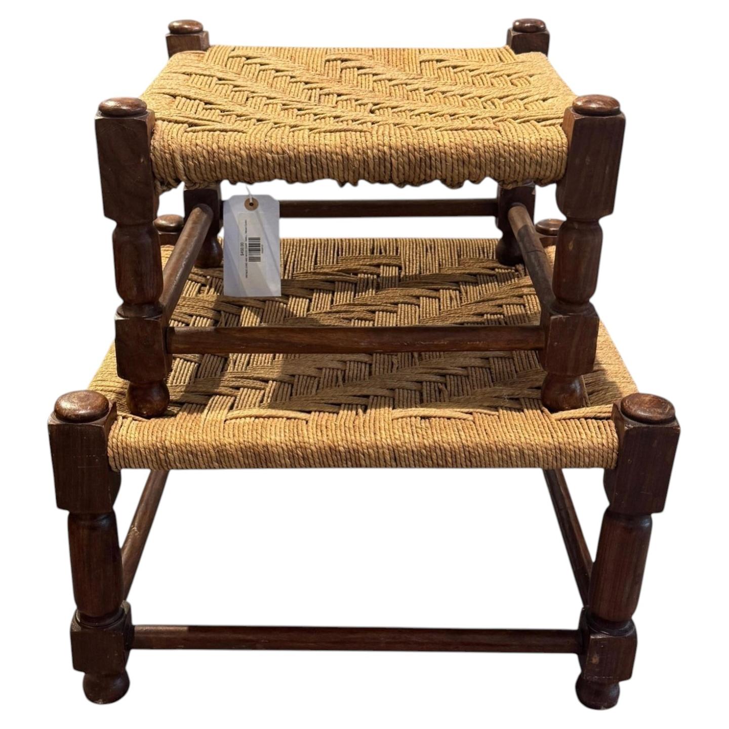 American Vintage Wooden Woven Rope Chair (Small)