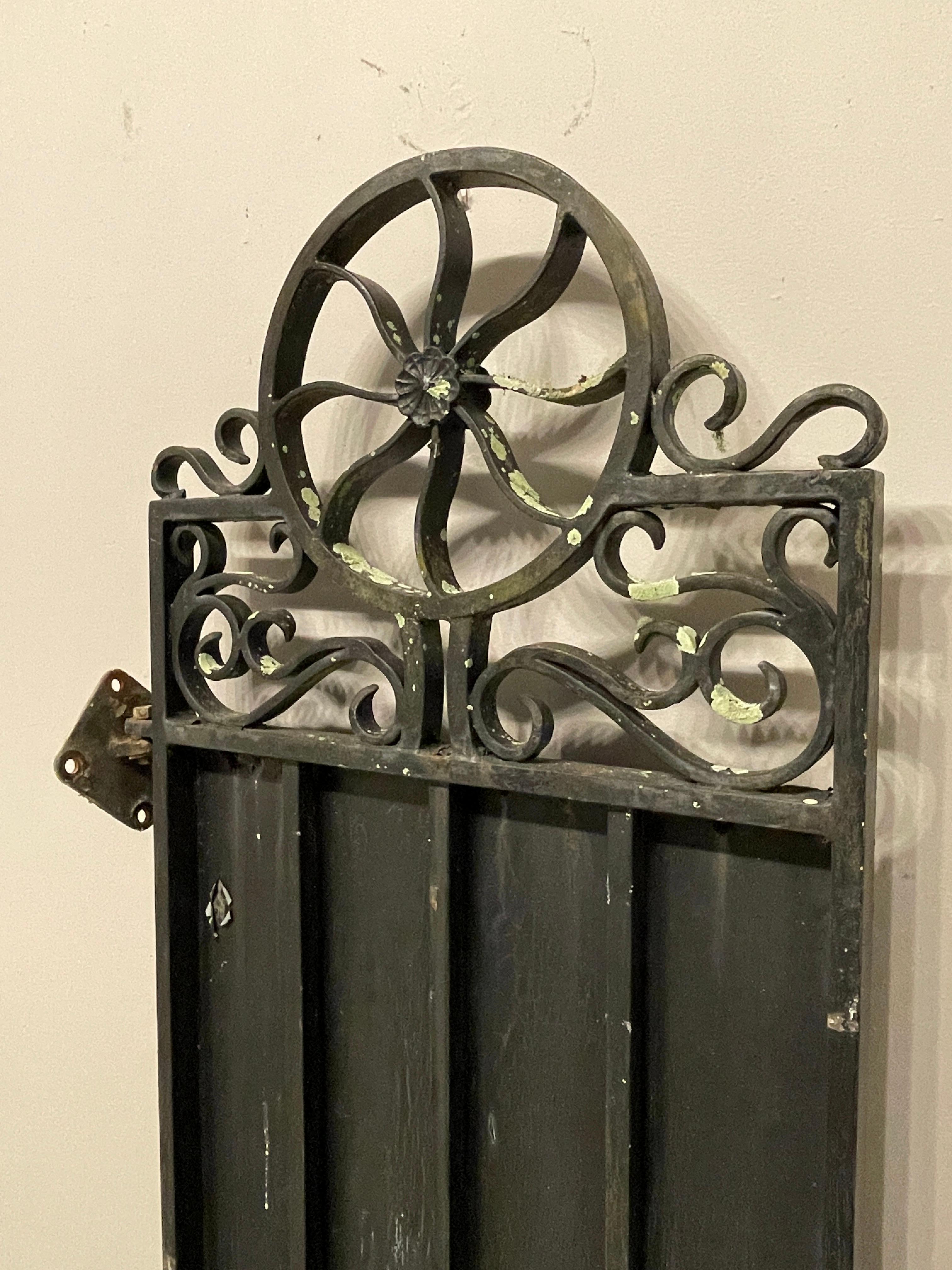 Hand-Crafted American Vintage  Wrought Iron Gate For Sale