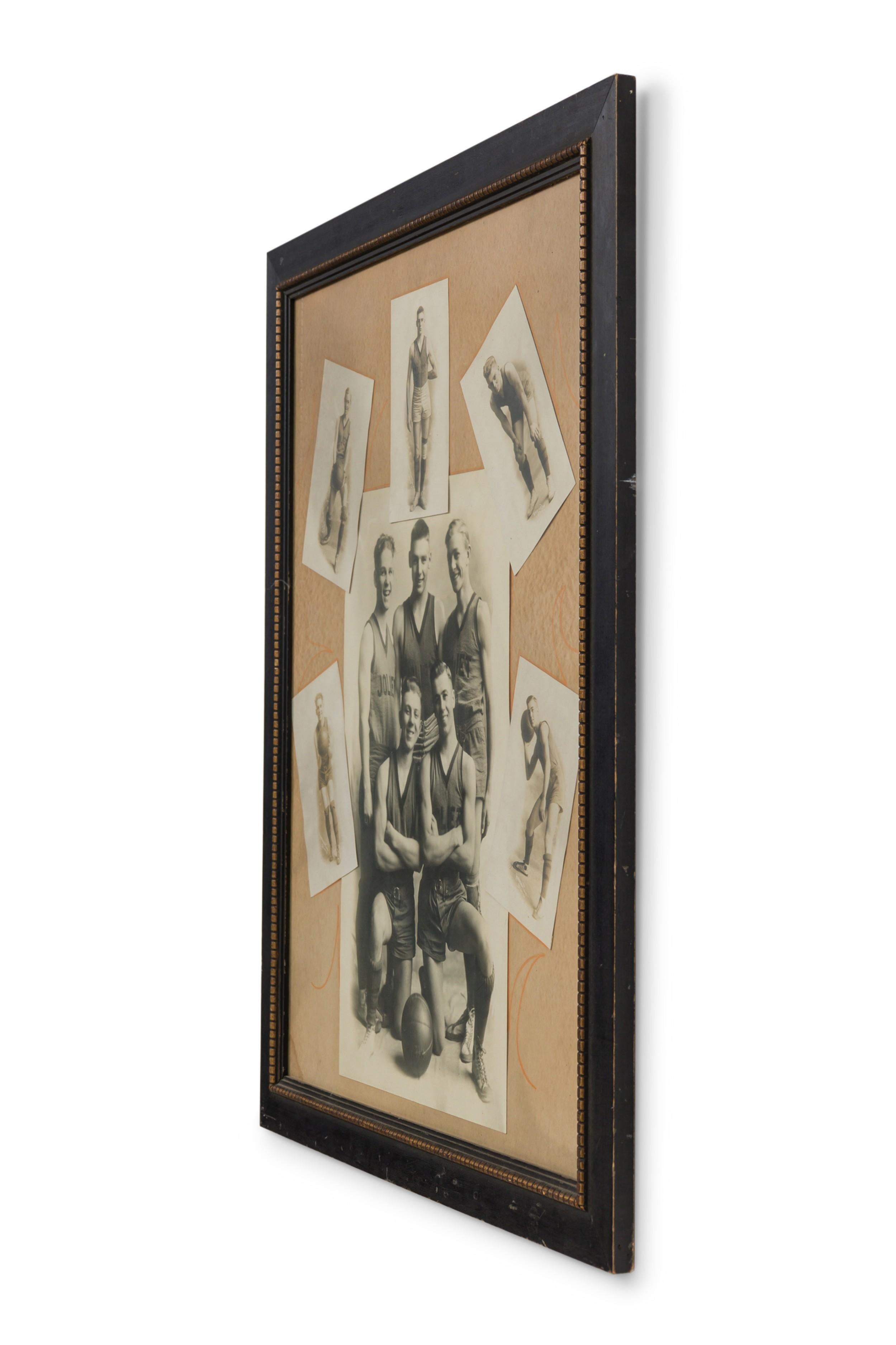 American Vintage Schwarz-Weiß-Fotografie Montage der Joliet Jugend Basketball ab 5 Team in einem schwarzen und goldenen Rahmen