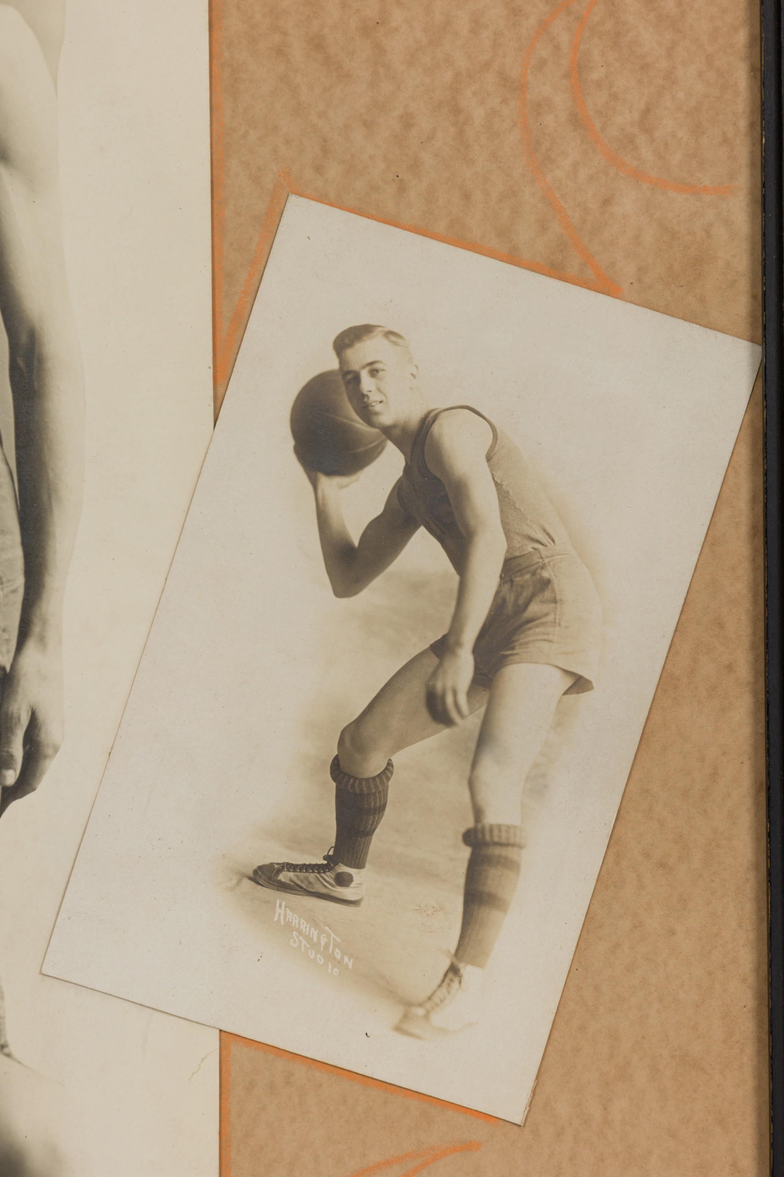 Amerikanische Vintage Jugend Basketball Team Foto Montage (19. Jahrhundert) im Angebot