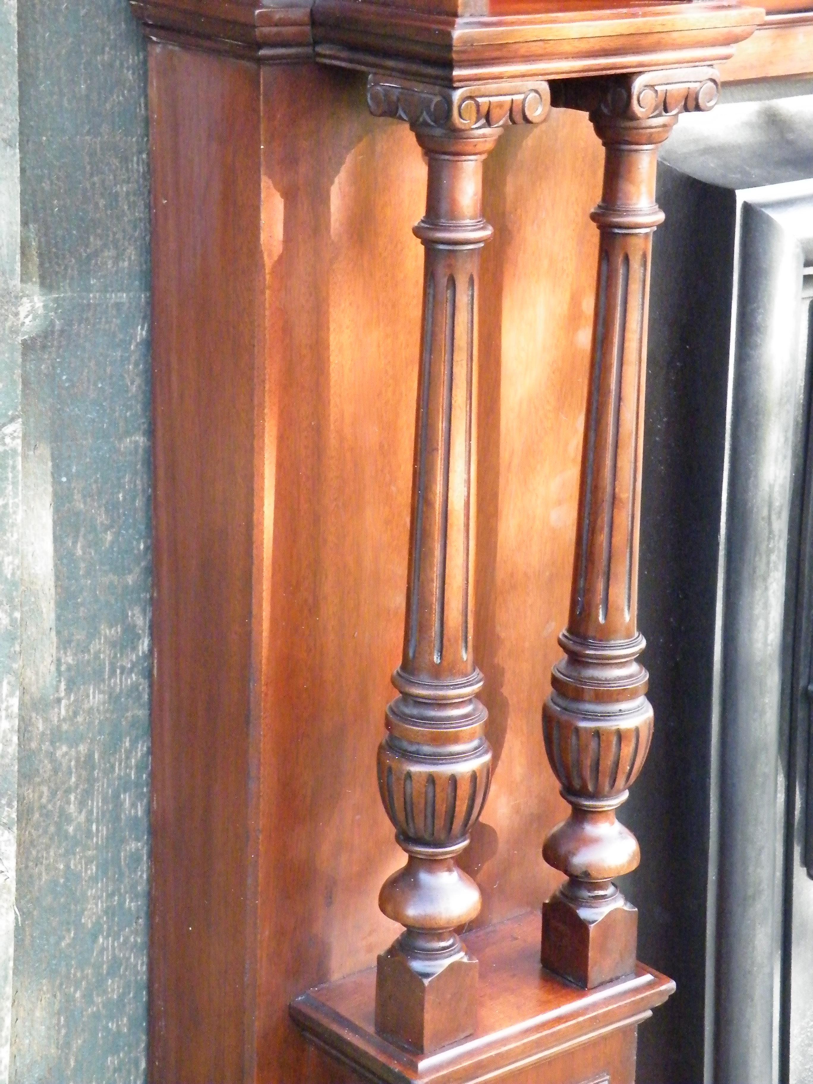 19th Century American Walnut 1880s Fireplace Mantel with Victorian Aesthetic Movement Insert For Sale