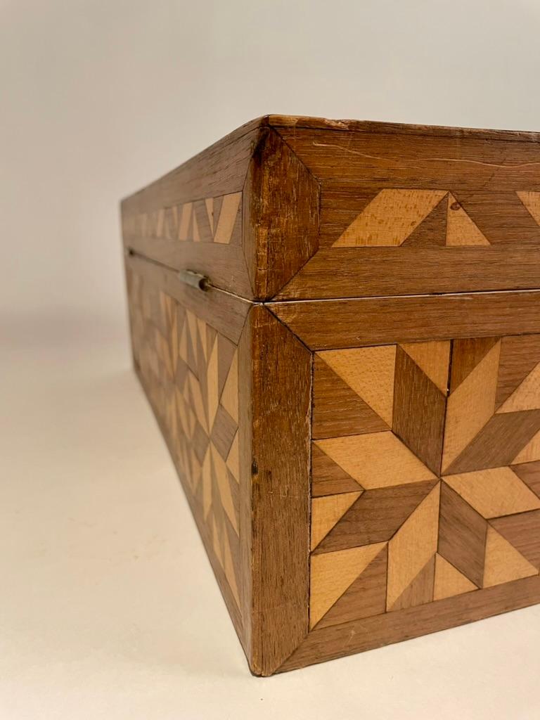 American Walnut and Fruit Wood Box With Geometric Inlay, Circa 1900 For Sale 5