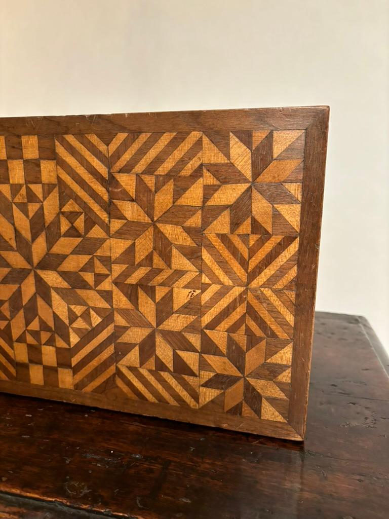 19th Century Walnut and Satin Wood Box With Geometric Inlay  4