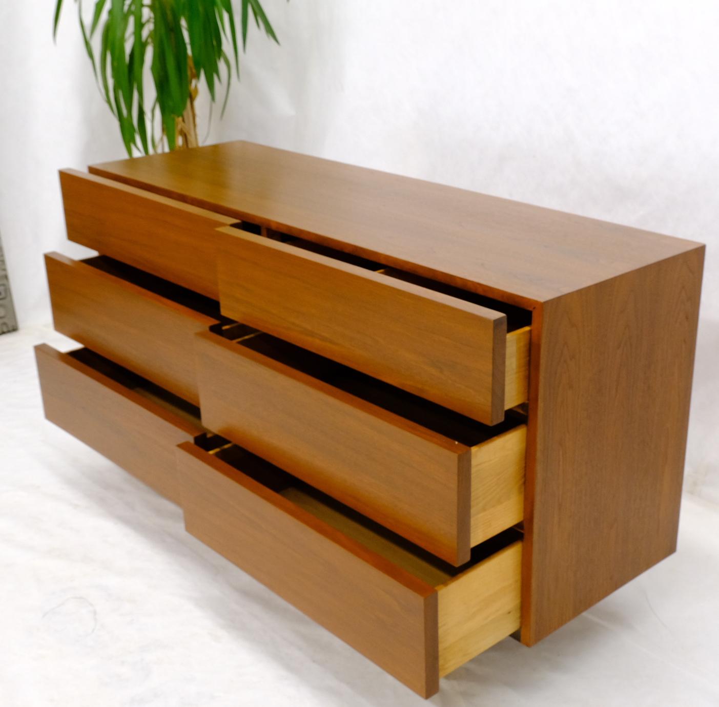 Lacquered American Walnut Block Front 6 Drawers Long Dresser Credenza Restored Mint For Sale