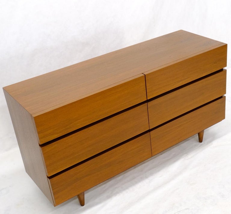 American Walnut Block Front 6 Drawers Long Dresser Credenza Restored