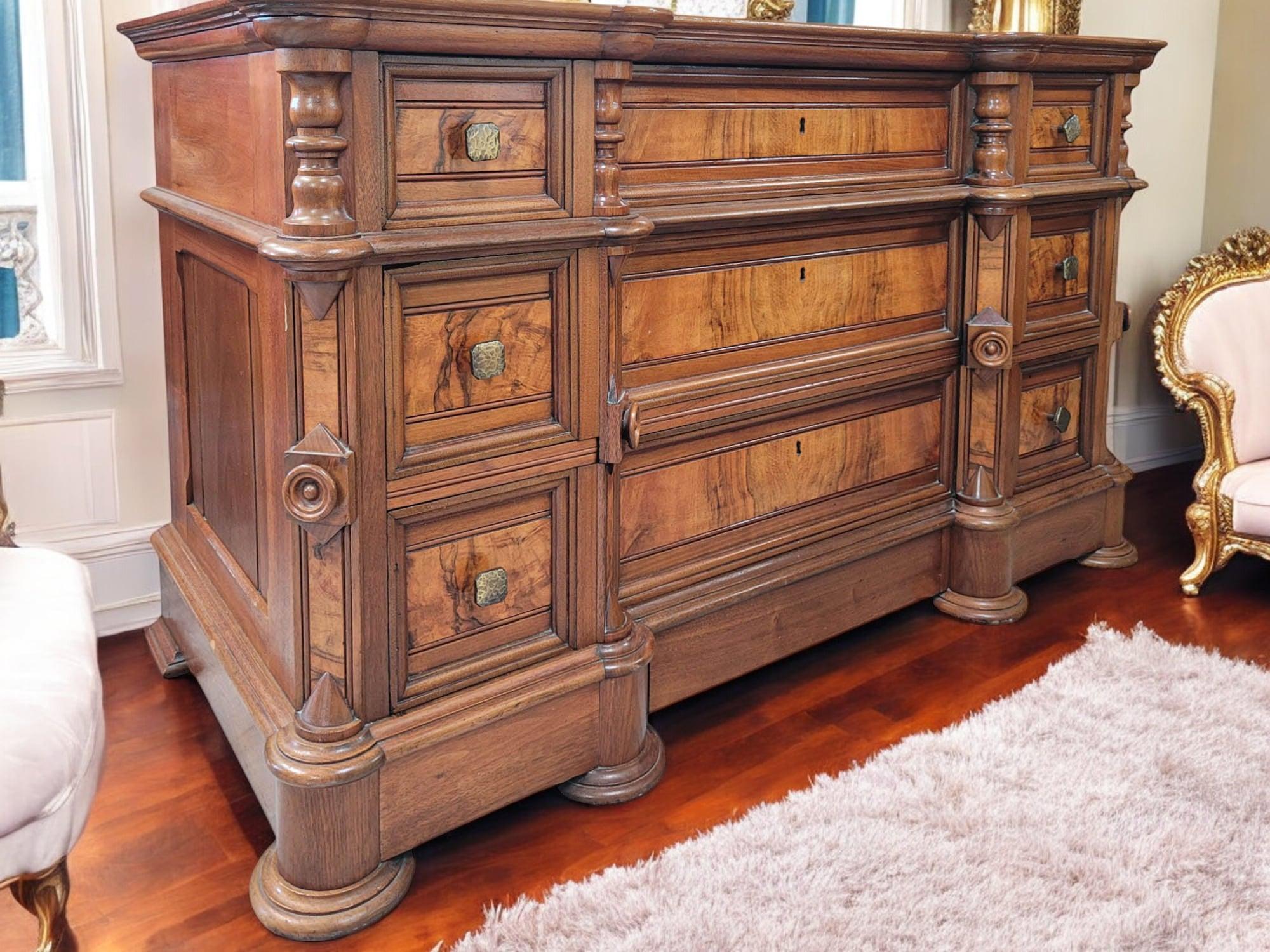 American Walnut Block Front Chest of Drawers For Sale 1