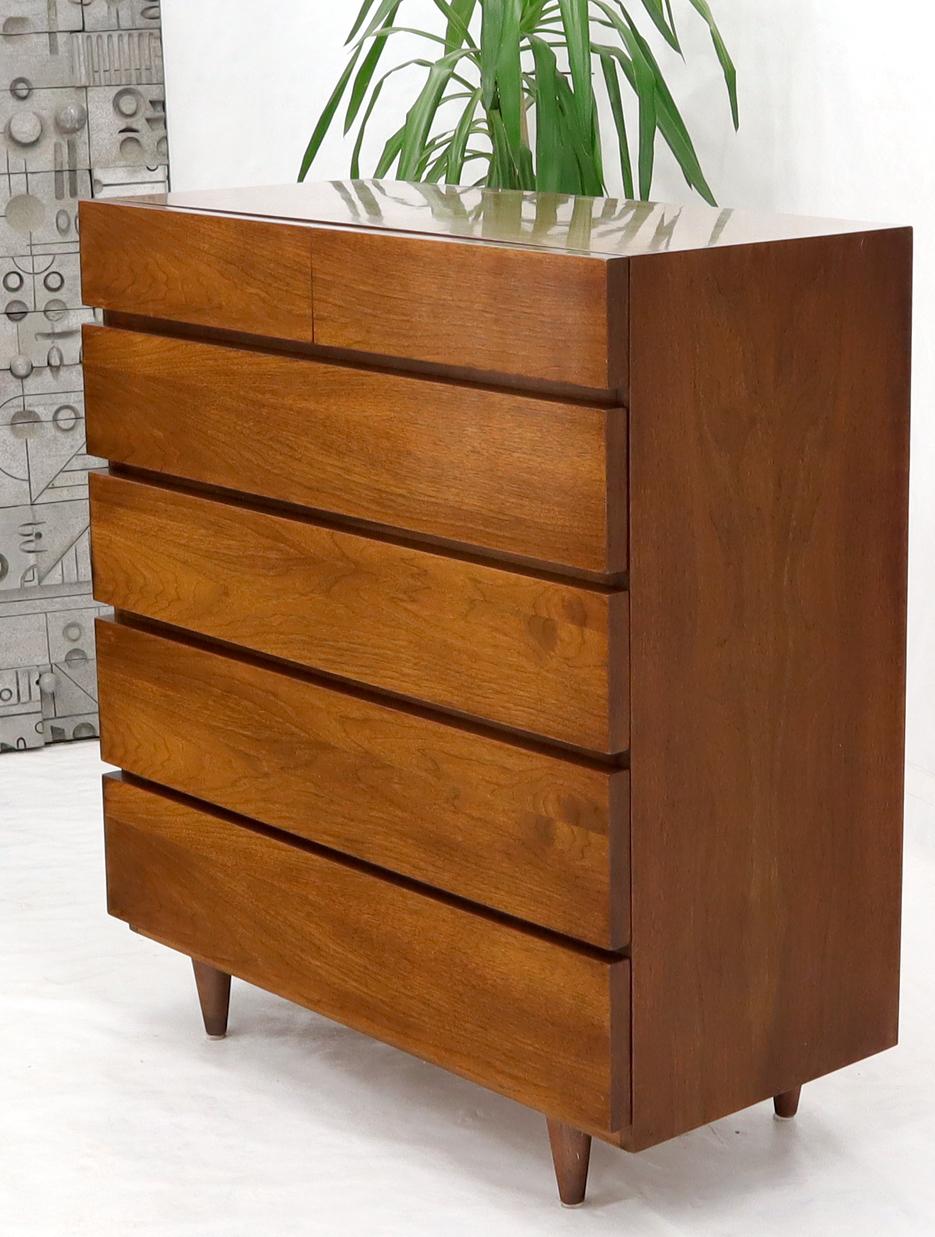 Lacquered American Walnut Block Front Drawers High Chest Dresser American of Martinsville For Sale