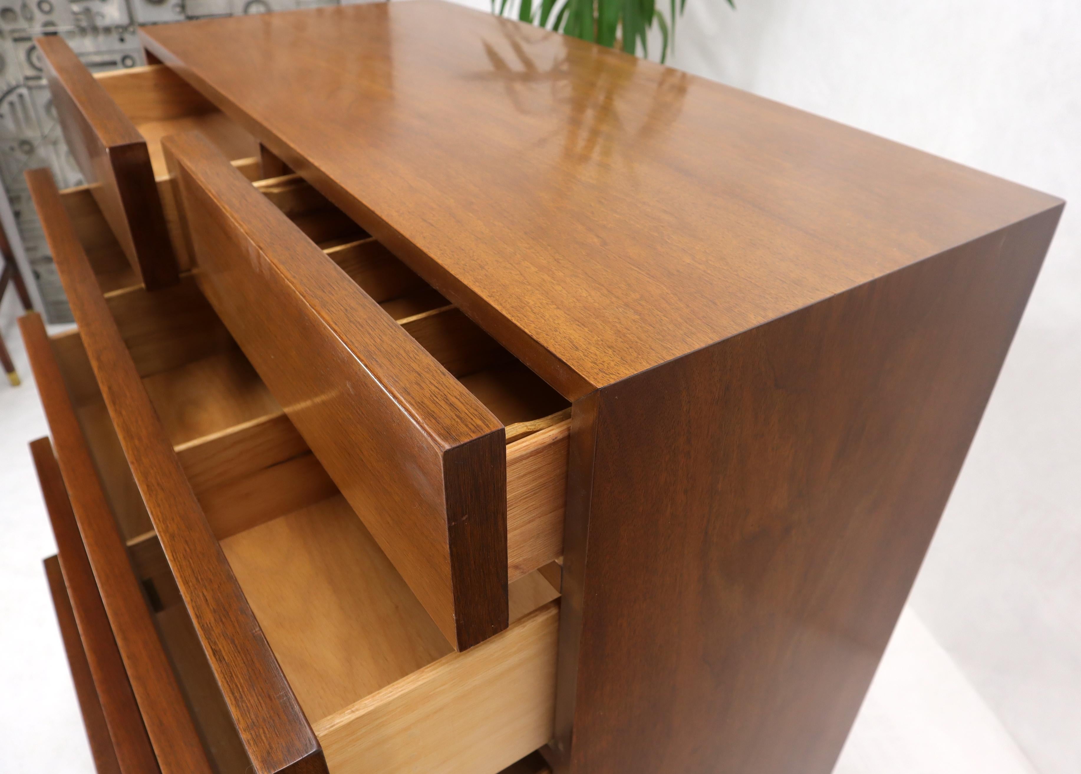 American Walnut Block Front Drawers High Chest Dresser American of Martinsville For Sale 1