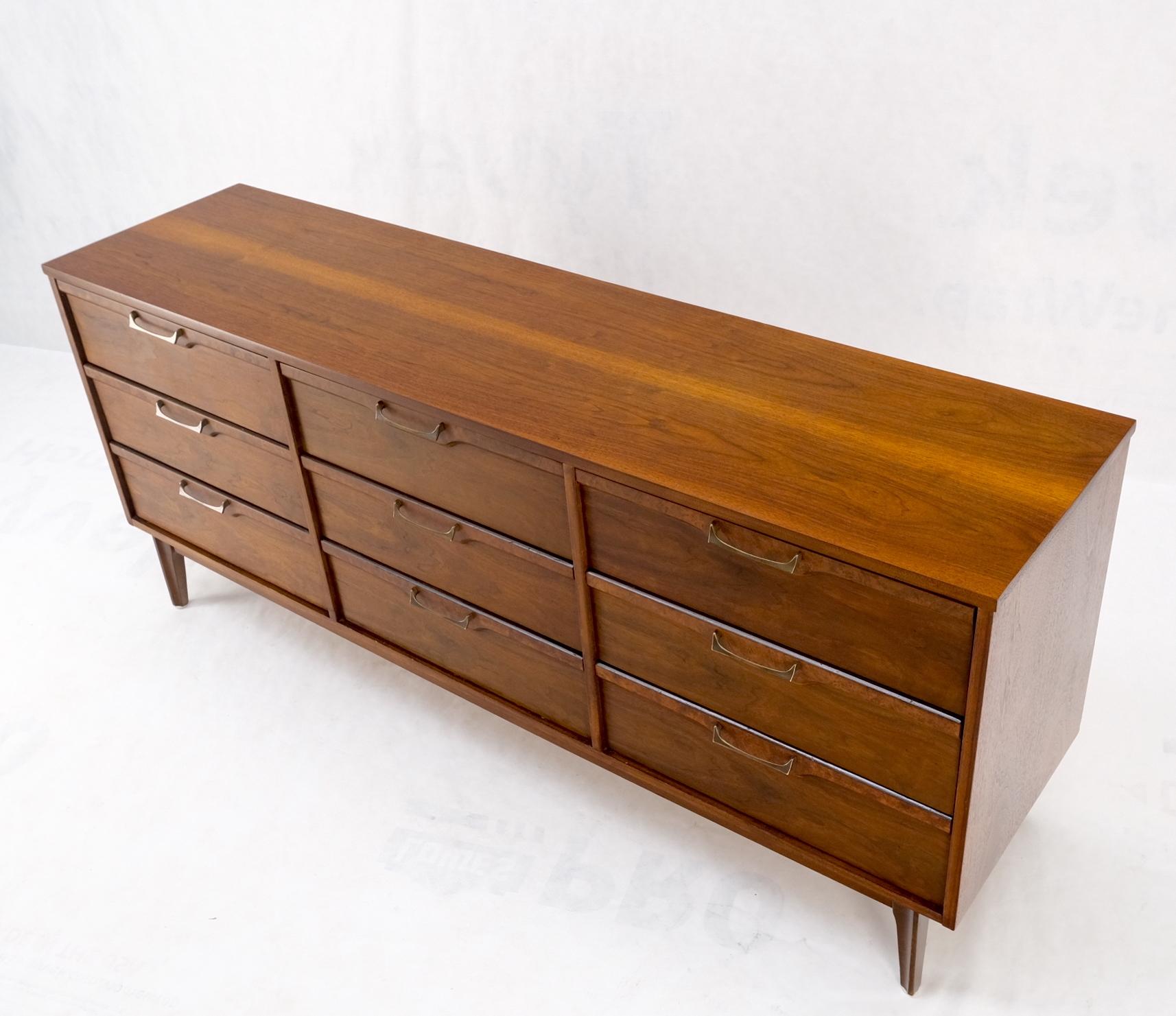 American Walnut Burl Mid-Century Modern 9 Drawers Dresser Credenza Cabinet MINT! For Sale 7
