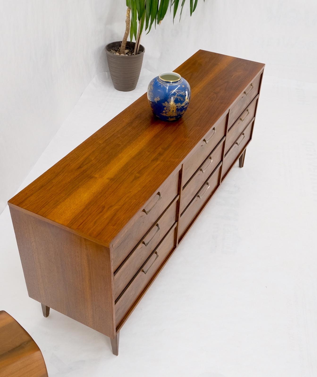 American Walnut Burl Mid-Century Modern 9 Drawers Dresser Credenza Cabinet MINT! For Sale 9