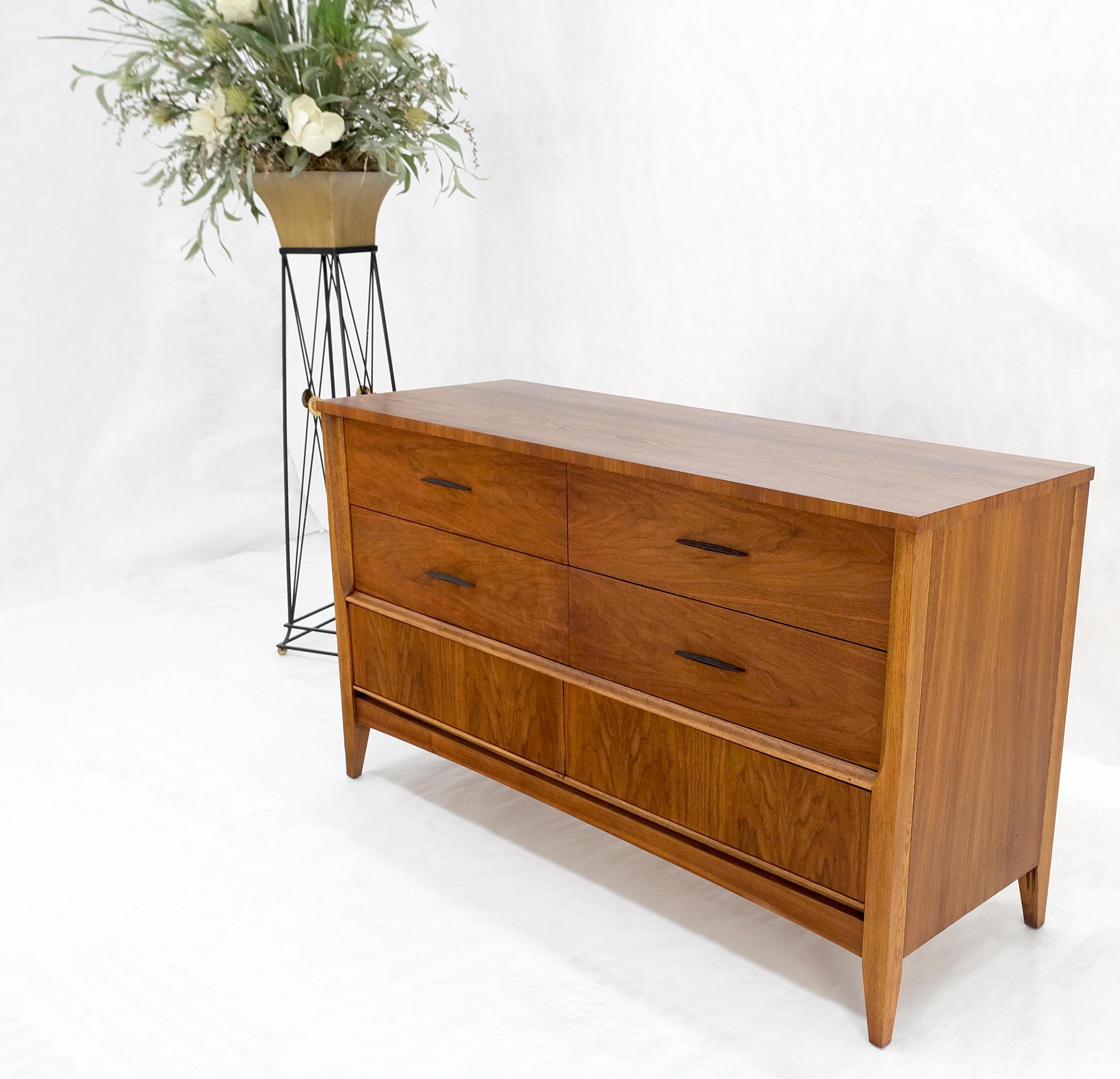 American Walnut Compact Mid-Century Modern Double Dresser 6 Drawers Mint 1