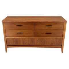 Vintage American Walnut Compact Mid-Century Modern Double Dresser 6 Drawers Mint