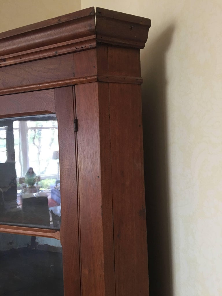 American Walnut Corner Cupboard or Cabinet with Glass ...
