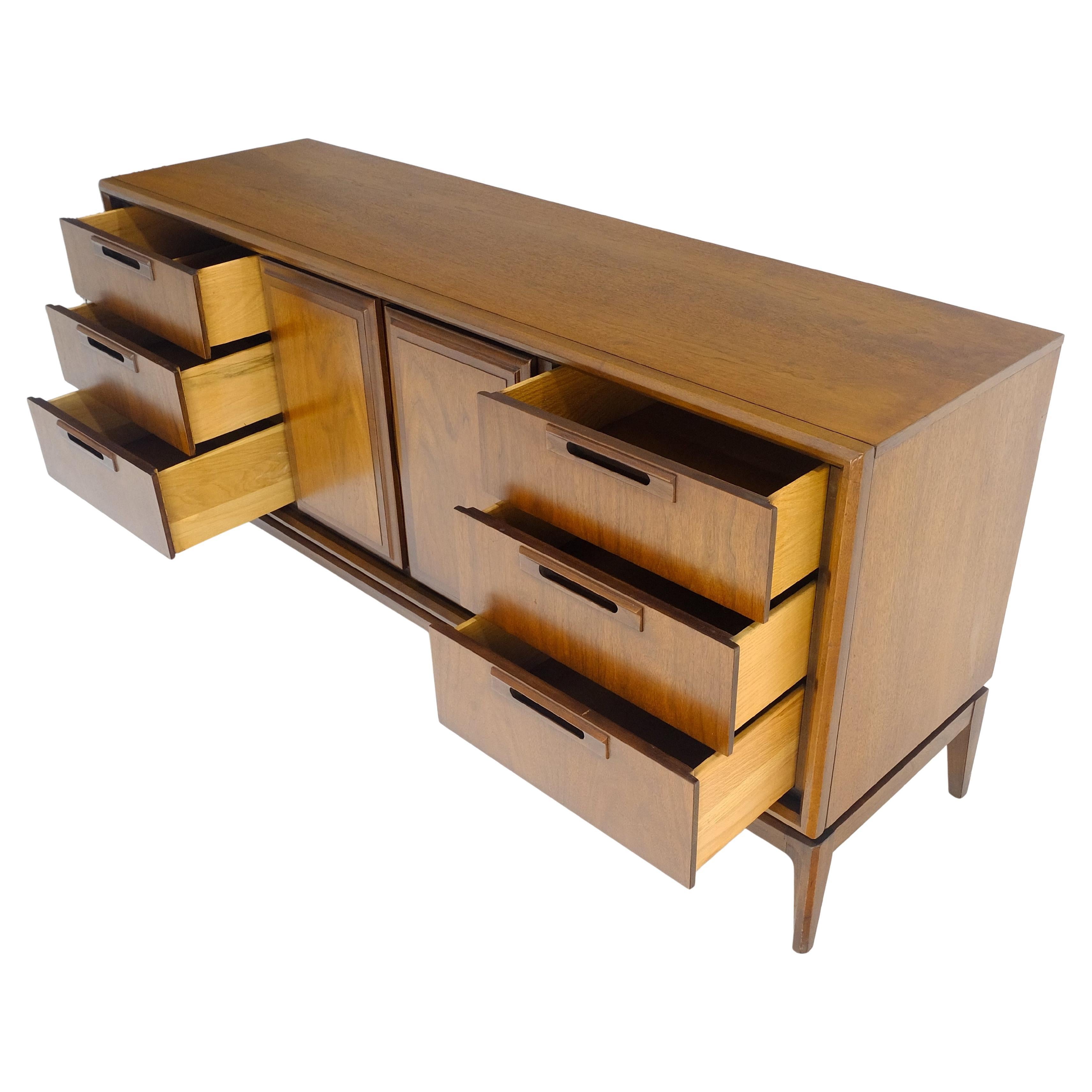 American Walnut Danish Mid Century Modern 6 Drawer Two Doors Compartment Dresser For Sale
