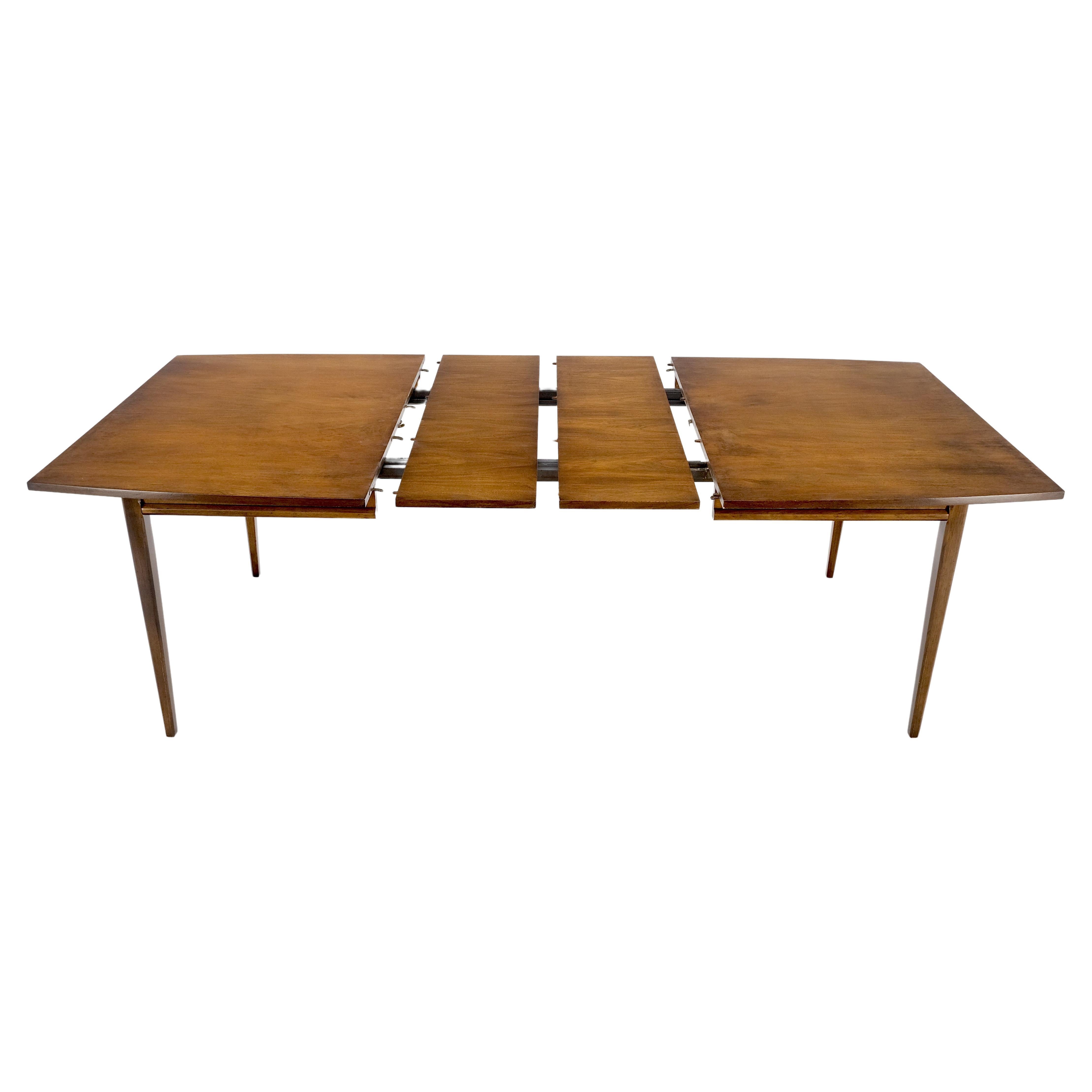 American Walnut Danish Mid Century Modern Style Dining Table 2 Extension Boards  For Sale
