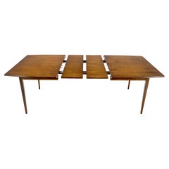Vintage American Walnut Danish Mid Century Modern Style Dining Table 2 Extension Boards 