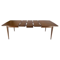 American Walnut Danish Modern Style Boat Shape Dining Table w/ 3 Leaves Mint