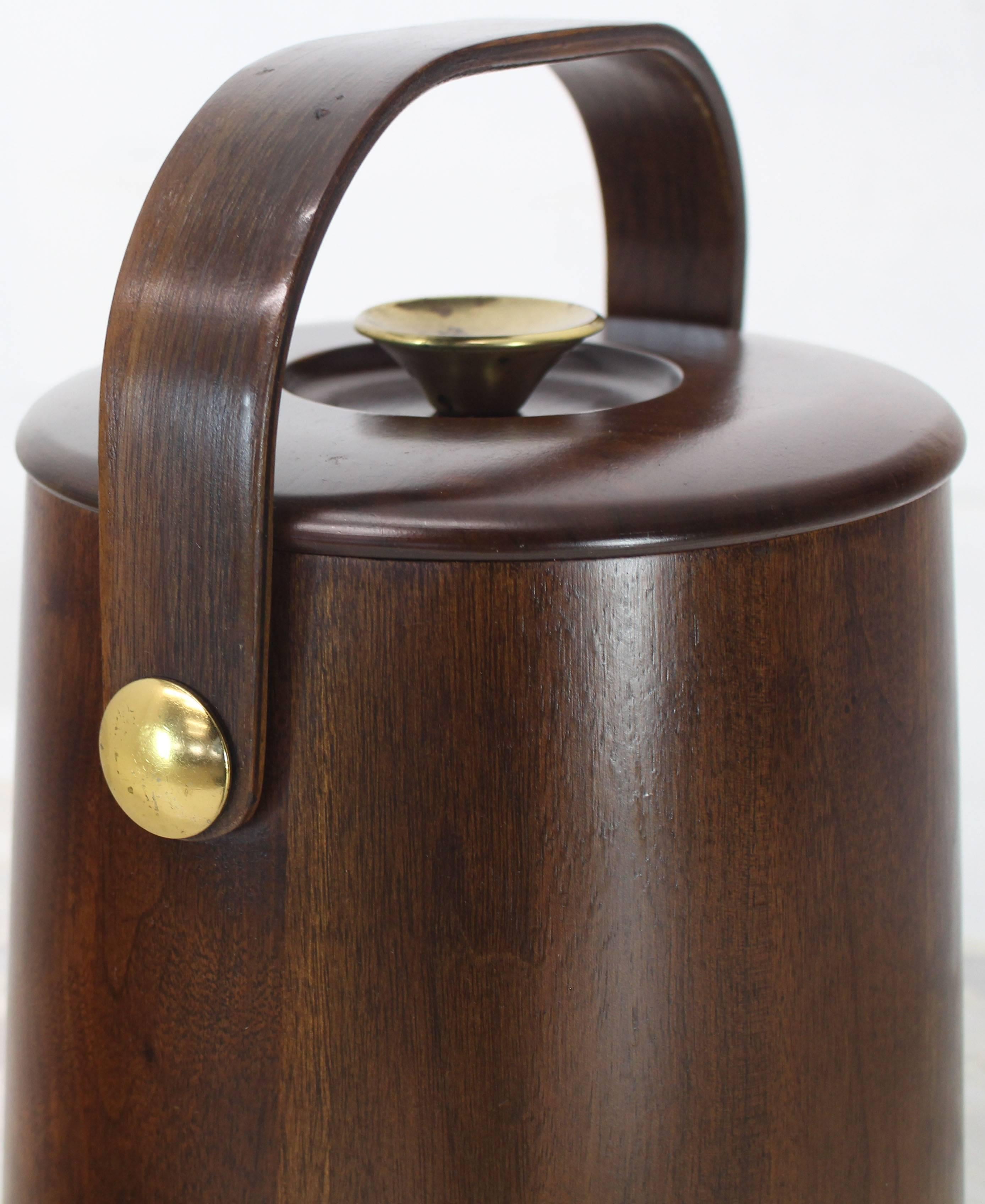 20th Century American Walnut Danish Modern Style Ice Bucket with Lid For Sale