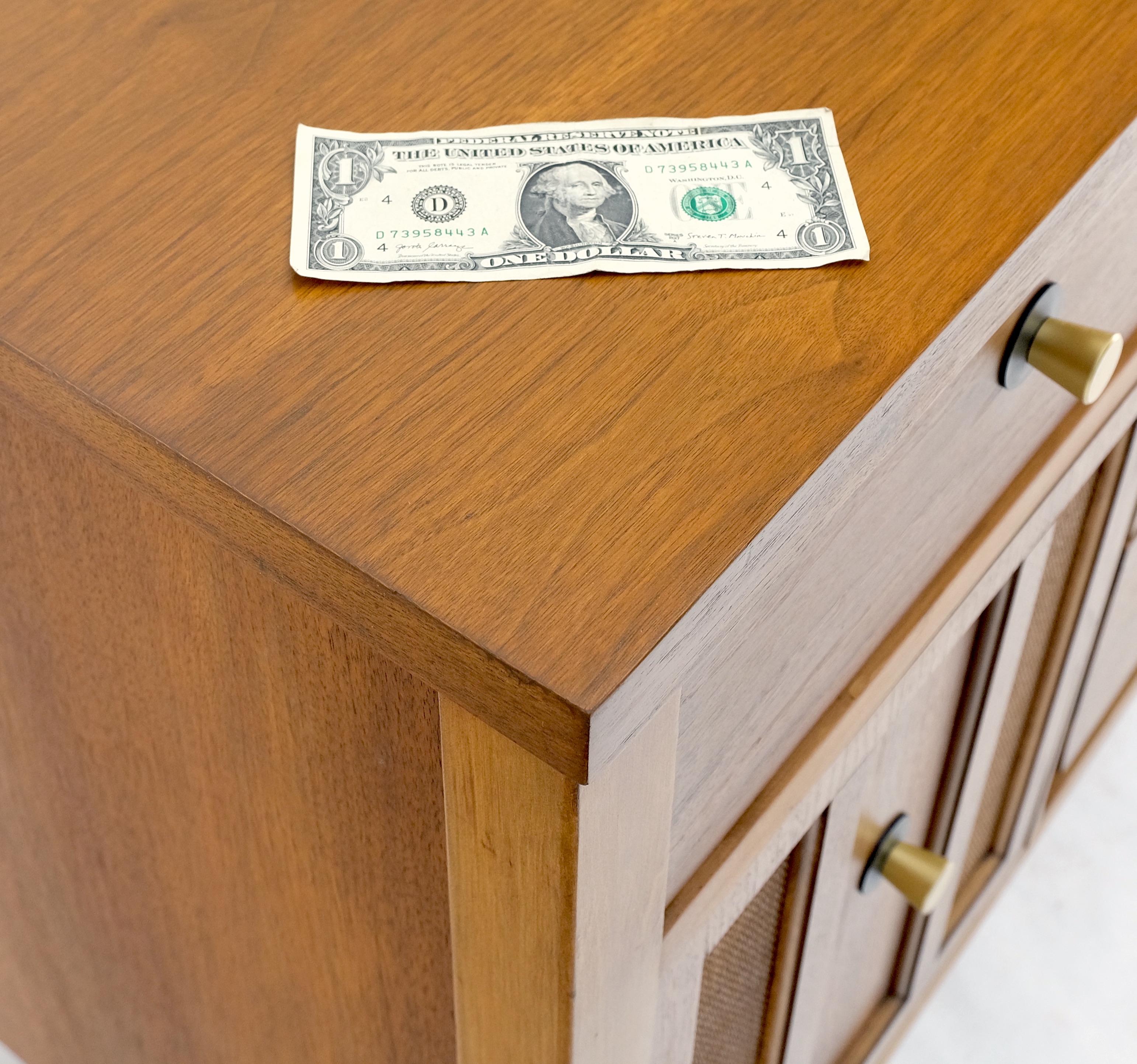 American Walnut Dresser Credenza 4 Drawers Two Door Compartment Brass Pulls MINT For Sale 3