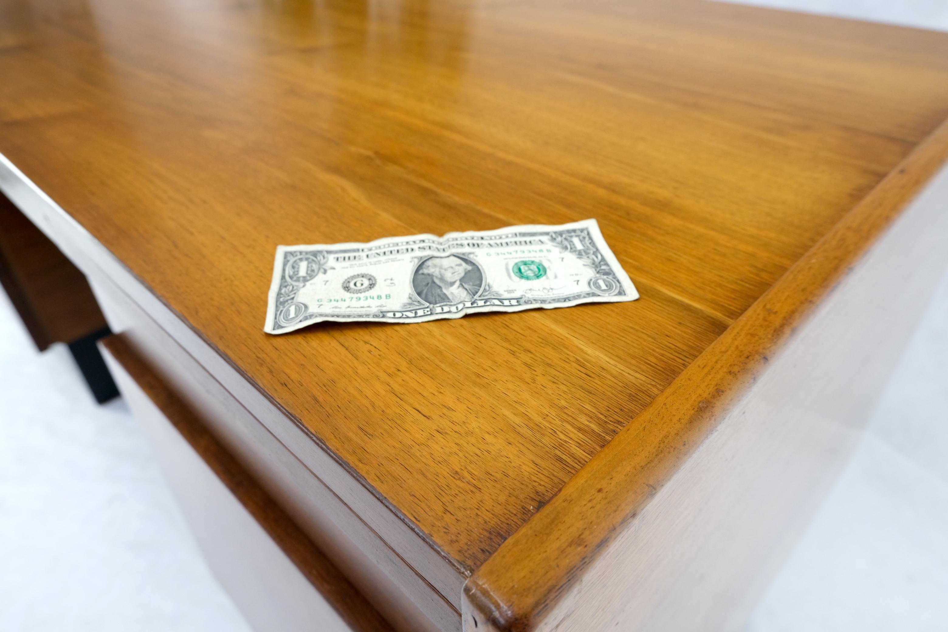 American Walnut Ed Wormley for Dunbar Double Pedestal Desk w/ Folding Return For Sale 10
