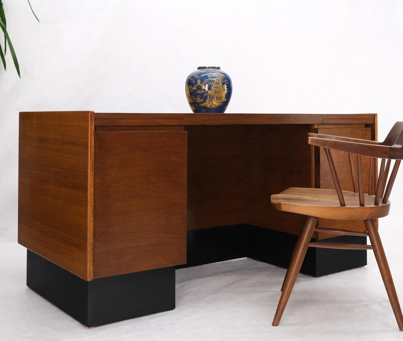 20th Century American Walnut Ed Wormley for Dunbar Double Pedestal Desk w/ Folding Return For Sale