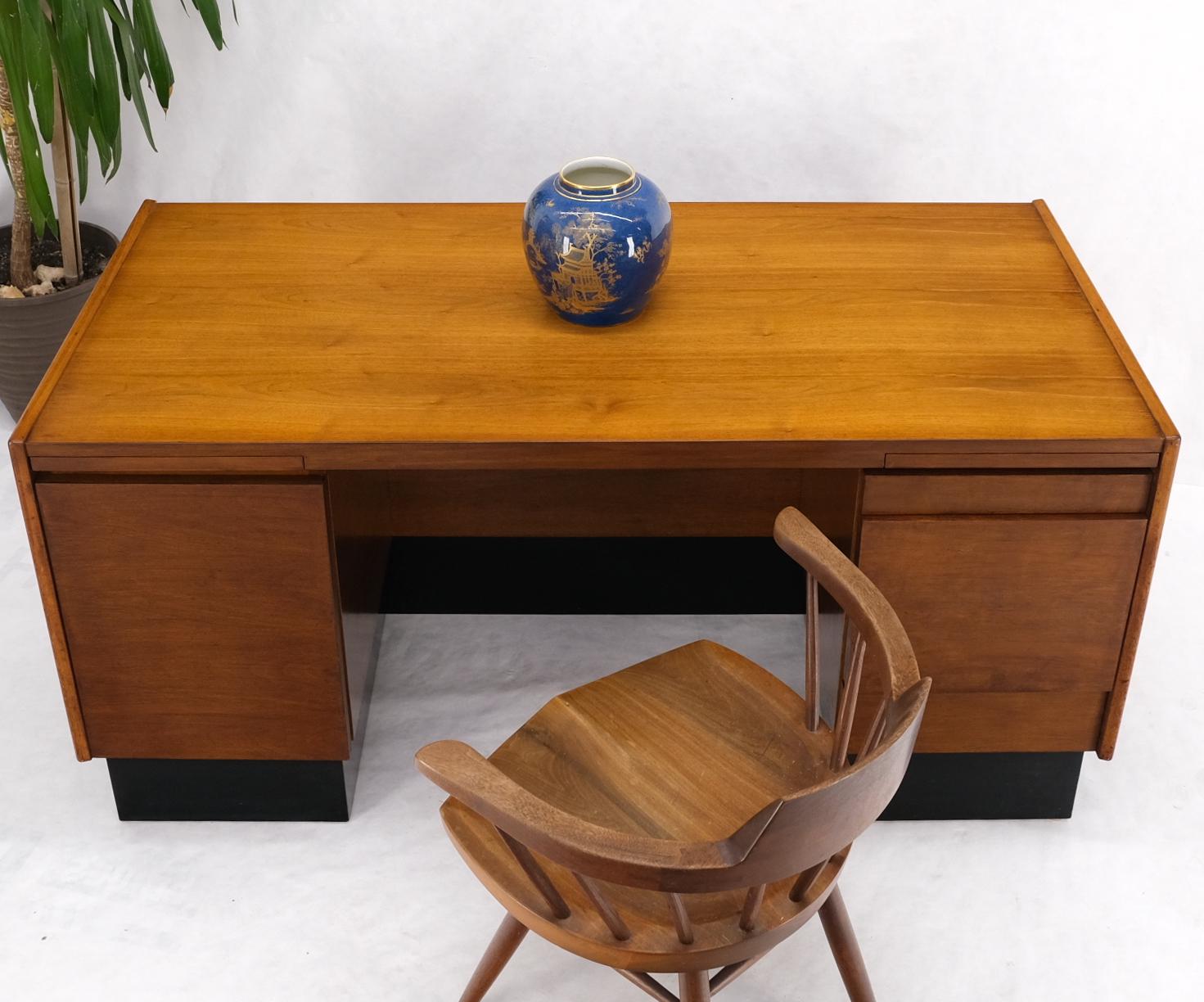 American Walnut Ed Wormley for Dunbar Double Pedestal Desk w/ Folding Return For Sale 1