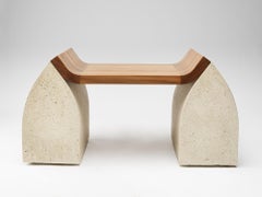 American Walnut, Granito Stone Traaf Bench Small by Tim Vranken