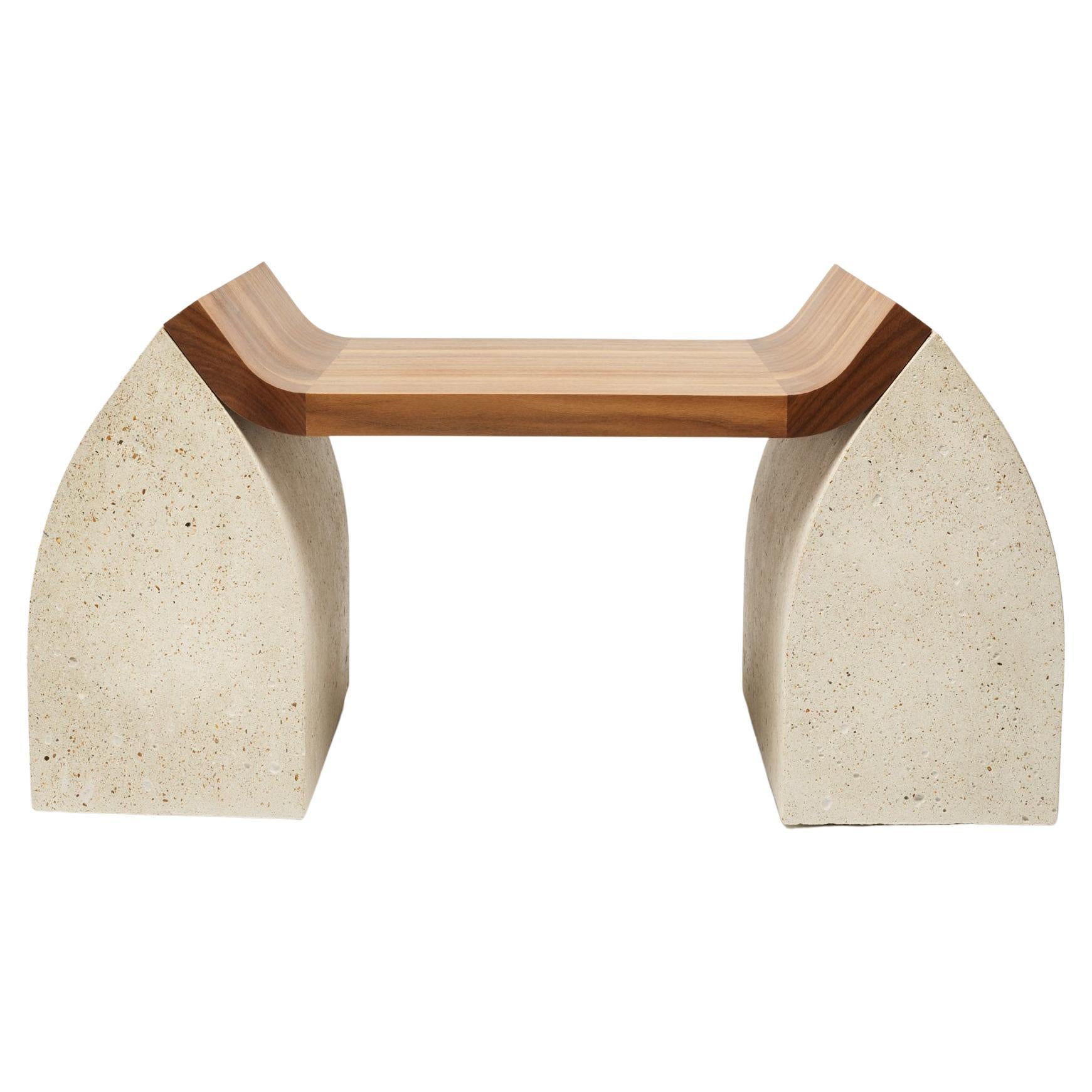 American Walnut, Granito Stone Traaf Bench Small by Tim Vranken For Sale