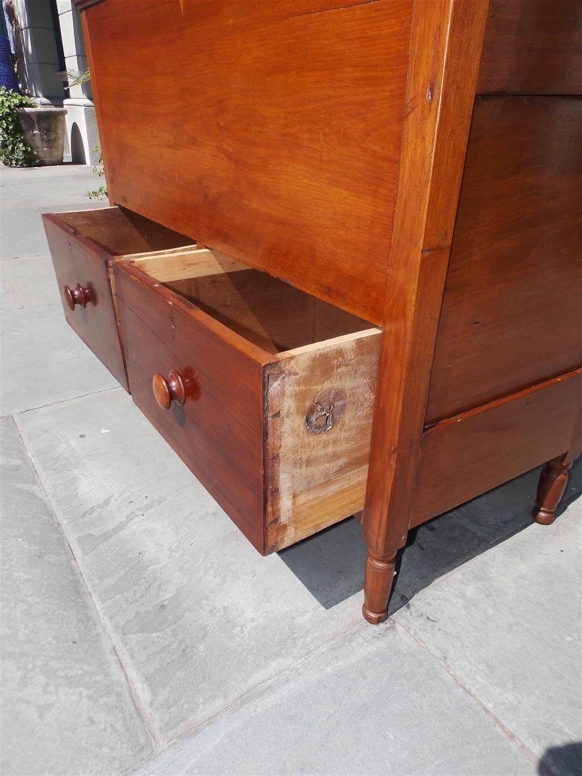 American Walnut Hinged Top Compartmentalized Two Drawer Sugar Chest, Circa 1820 5