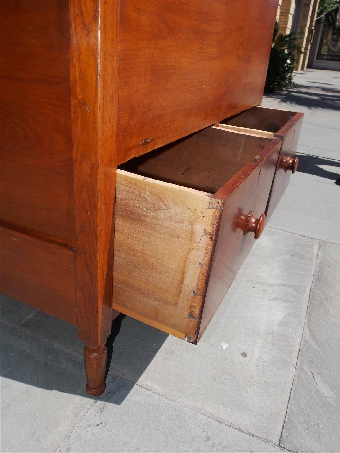 American Walnut Hinged Top Compartmentalized Two Drawer Sugar Chest, Circa 1820 6