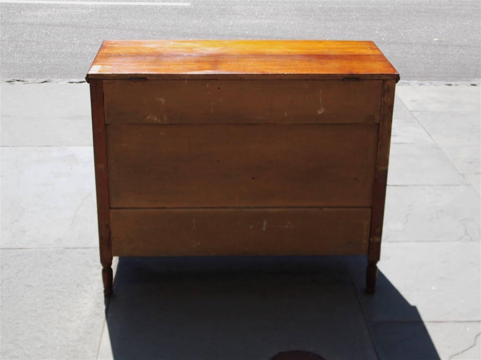 Early 19th Century American Walnut Hinged Top Compartmentalized Two Drawer Sugar Chest, Circa 1820