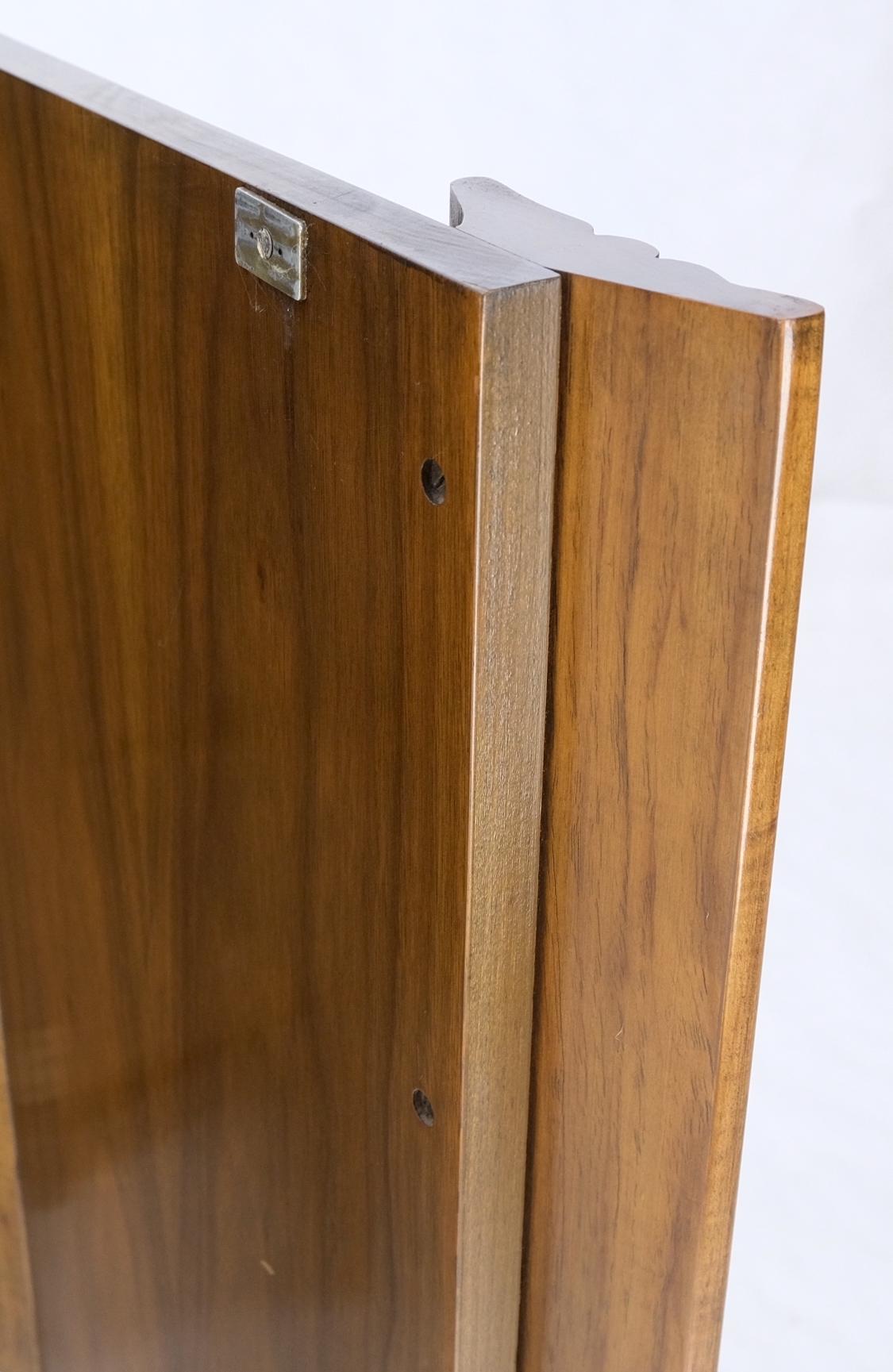 20th Century American Walnut long Dresser w/ Rolled Edges Curved Front Dresser Brass Pulls For Sale